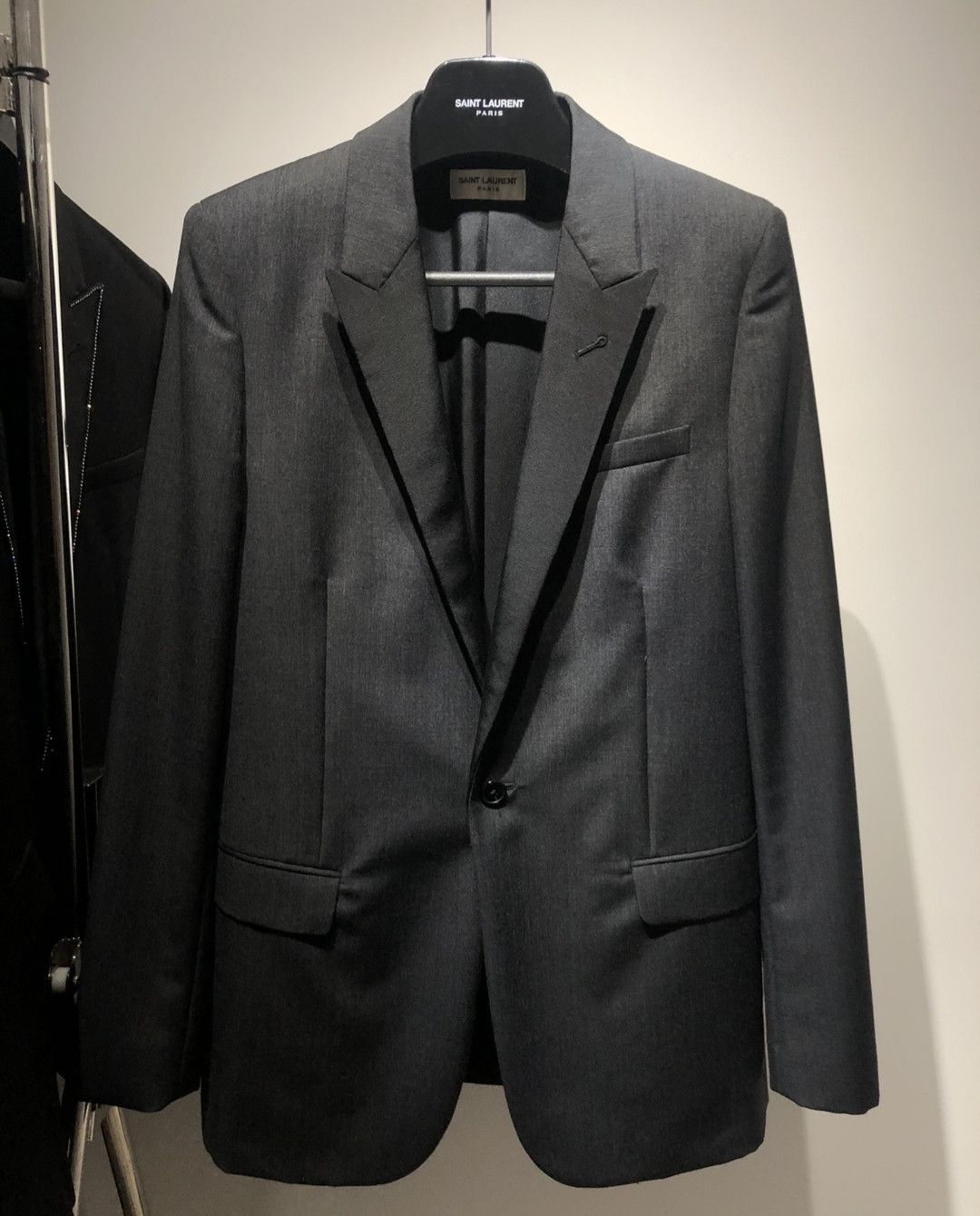 Saint Laurent Charcoal grey mohair blazer