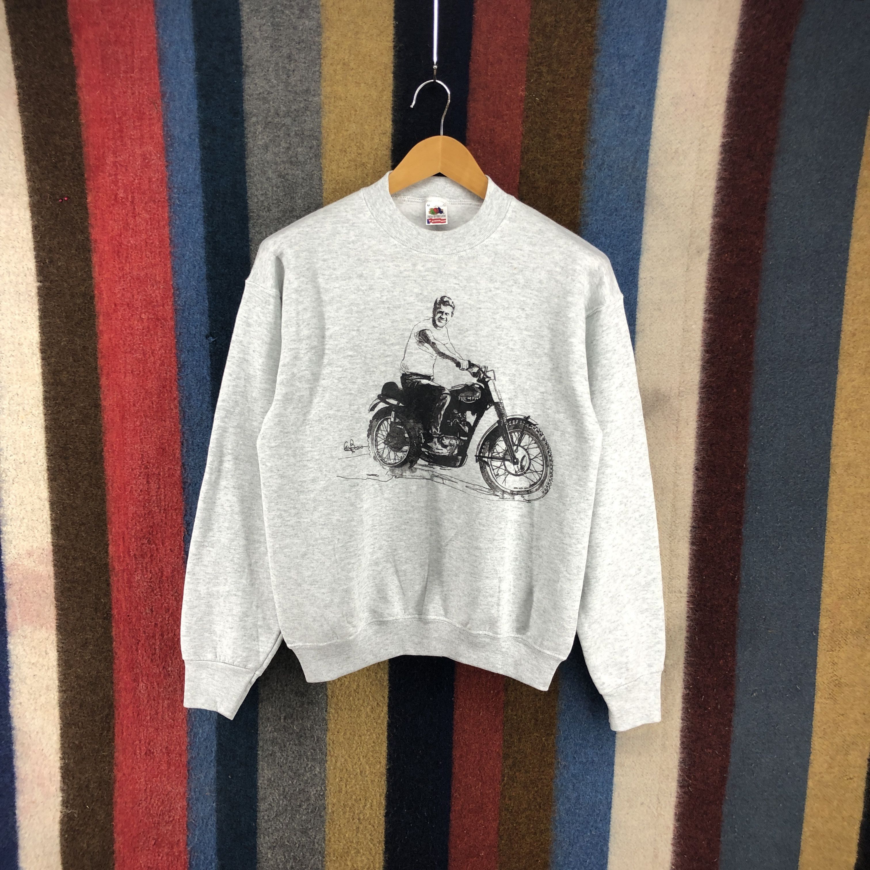 Fruit Of The Loom 90s Vintage LINDBERGH TRIUMPH Norton Sweatshirt #0190/B Size US M / EU 48-50 / 2 - 1 Thumbnail