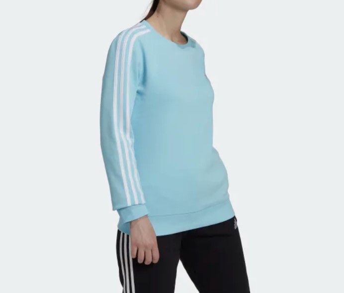 Adidas HM1934 3-Stripe Fleece Sweatshirt Bliss Blue ( S )