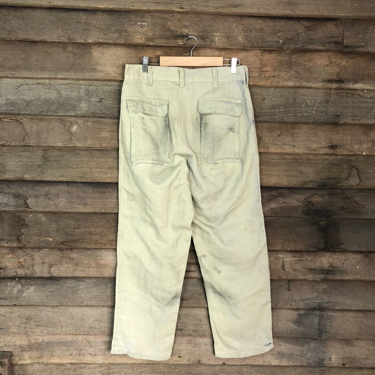 Japanese Brand Japanese Light Green Faded stain workwear Pants #0566 Size US 30 / EU 46 - 6 Thumbnail