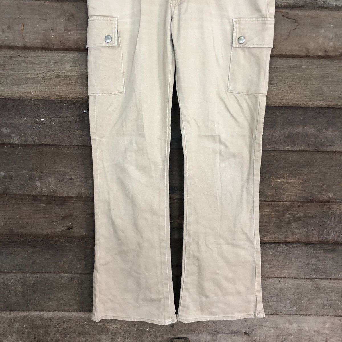 Japanese Brand BOOTCUT 💥 VINTAGE Dear Heart Faded Flared Cargo Pants #0565 Size US 29 - 3 Thumbnail