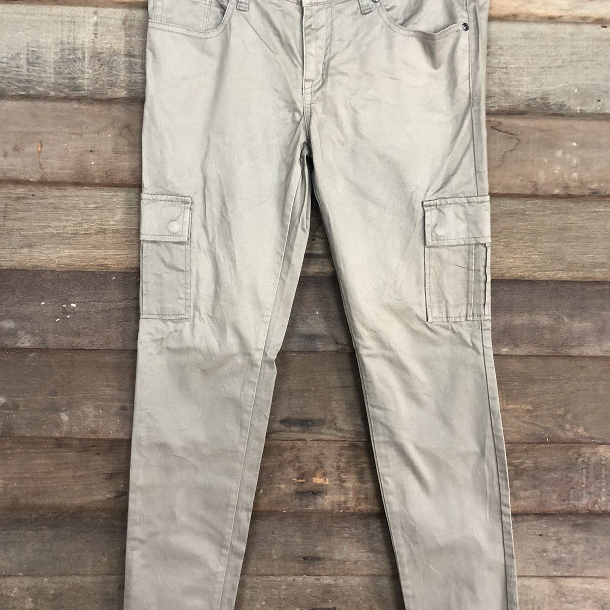 Japanese Brand GU Japan Grey Skinny Cargo Pants #0563 Size US 30 / EU 46 - 4 Thumbnail