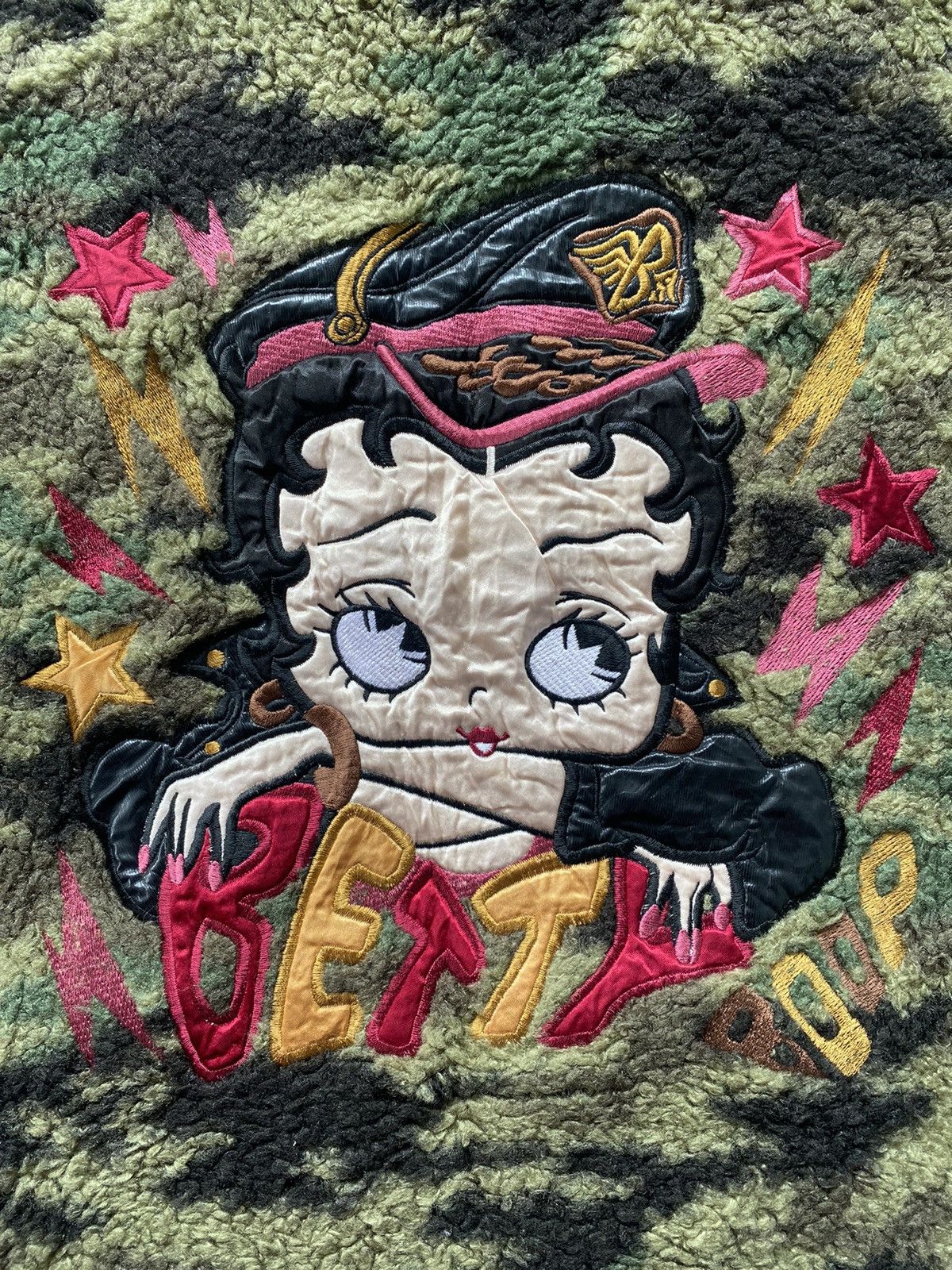 Cartoon Network × Vintage Vintage 90s Betty Boop Camo Fleece Hoodie Size US M / EU 48-50 / 2 - 6 Thumbnail