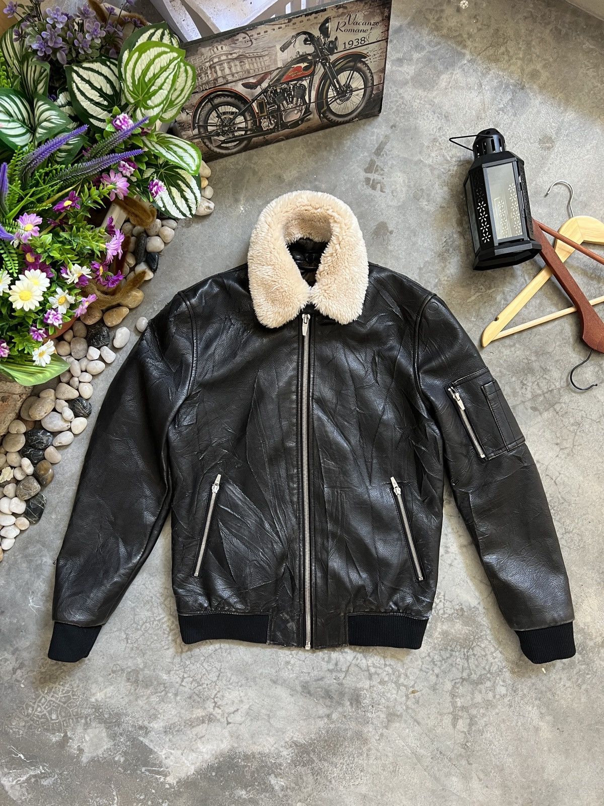 Bomber Jacket With Fur Collar Leather Jacket For Man Zara Steals