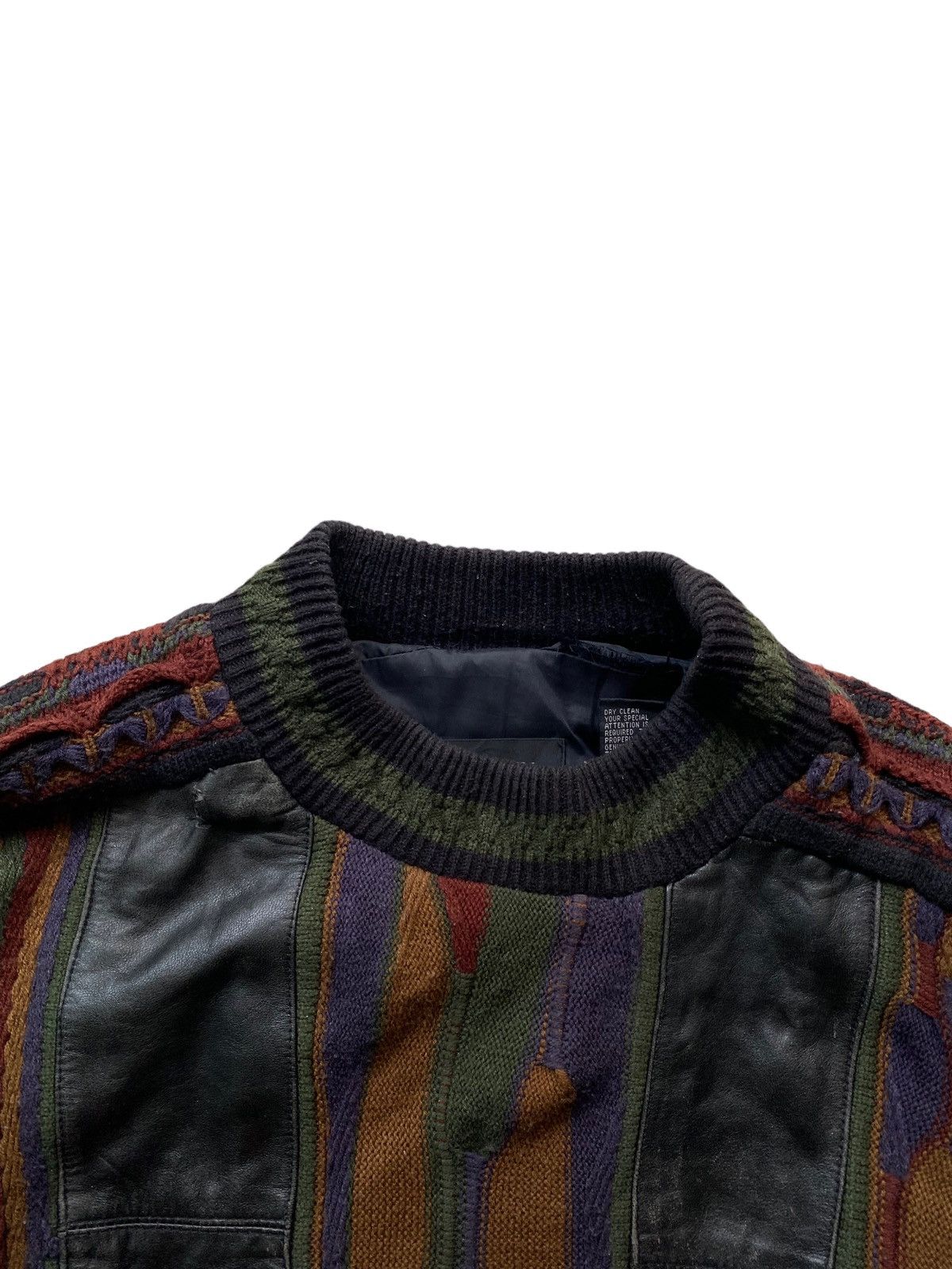 Coogi × Designer × Leather SAXONY Coogi design leather Colorful Sweater Kintwear 90's Size US L / EU 52-54 / 3 - 8 Thumbnail