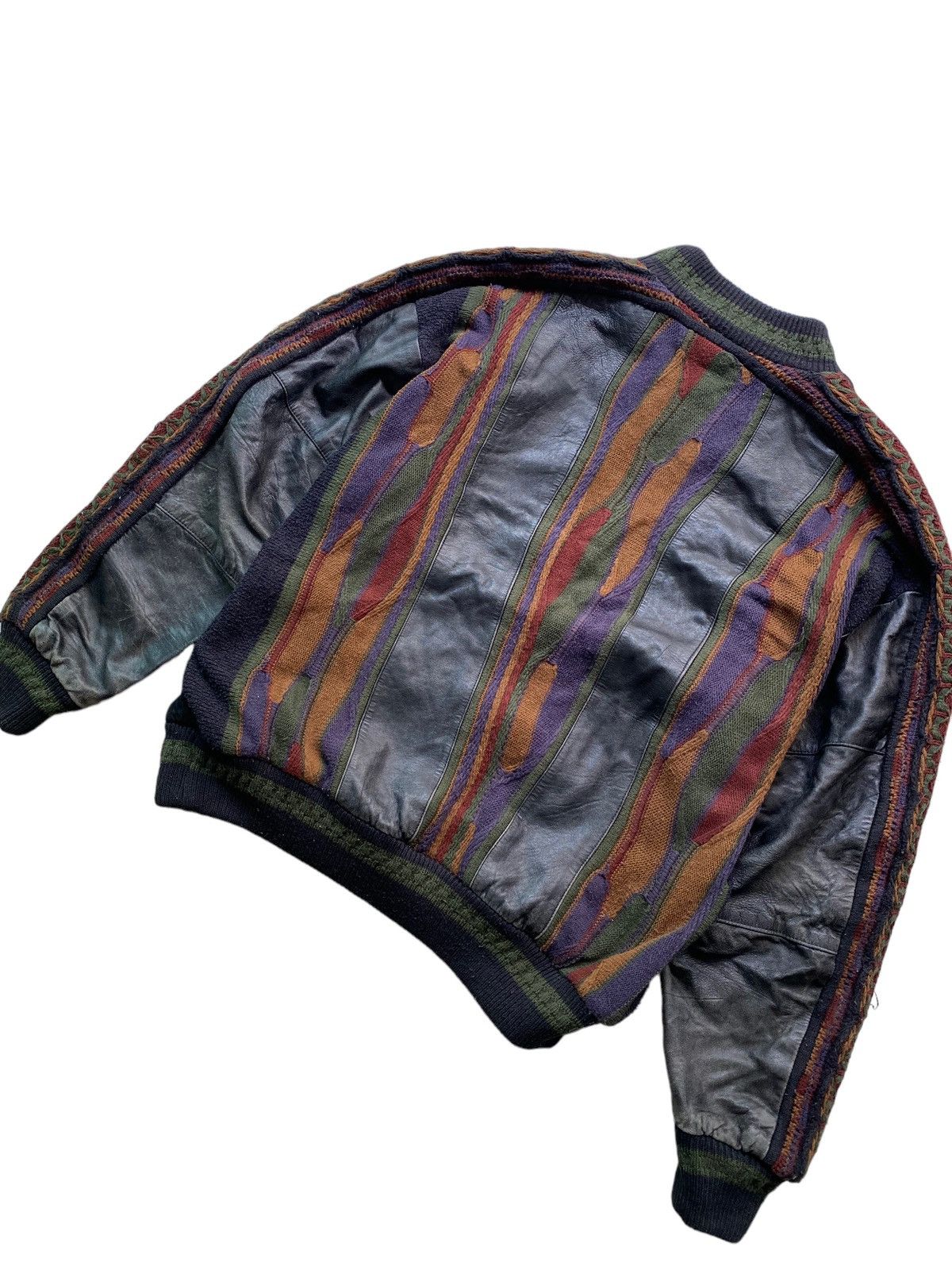 Coogi × Designer × Leather SAXONY Coogi design leather Colorful Sweater Kintwear 90's Size US L / EU 52-54 / 3 - 5 Thumbnail