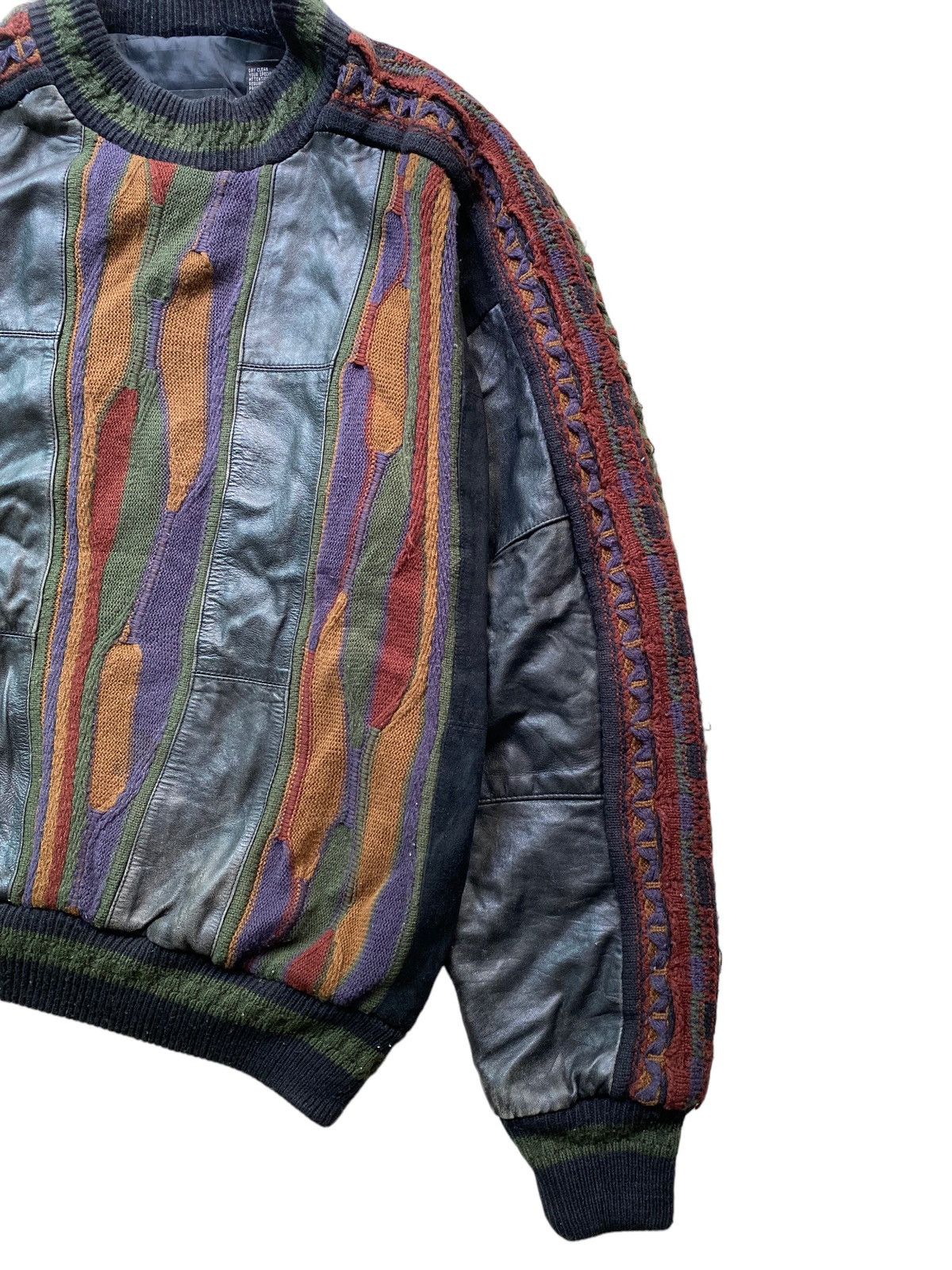 Coogi × Designer × Leather SAXONY Coogi design leather Colorful Sweater Kintwear 90's Size US L / EU 52-54 / 3 - 13 Thumbnail