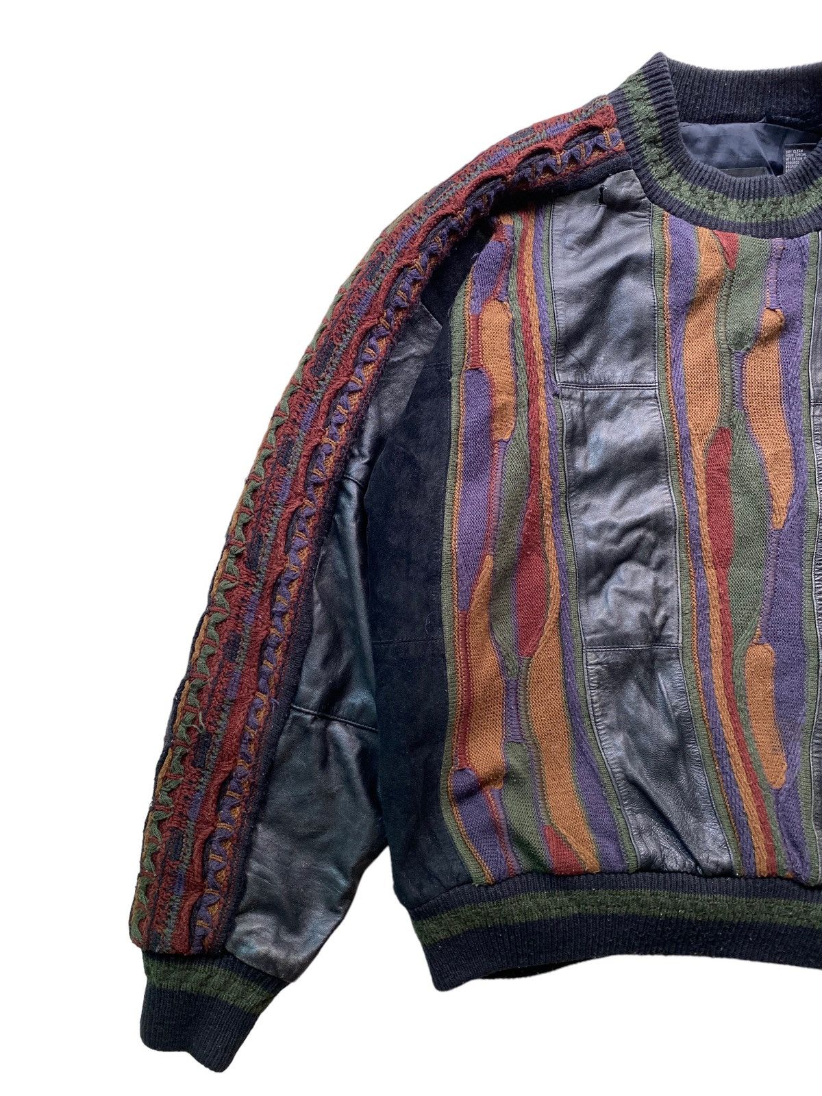 Coogi × Designer × Leather SAXONY Coogi design leather Colorful Sweater Kintwear 90's Size US L / EU 52-54 / 3 - 12 Thumbnail