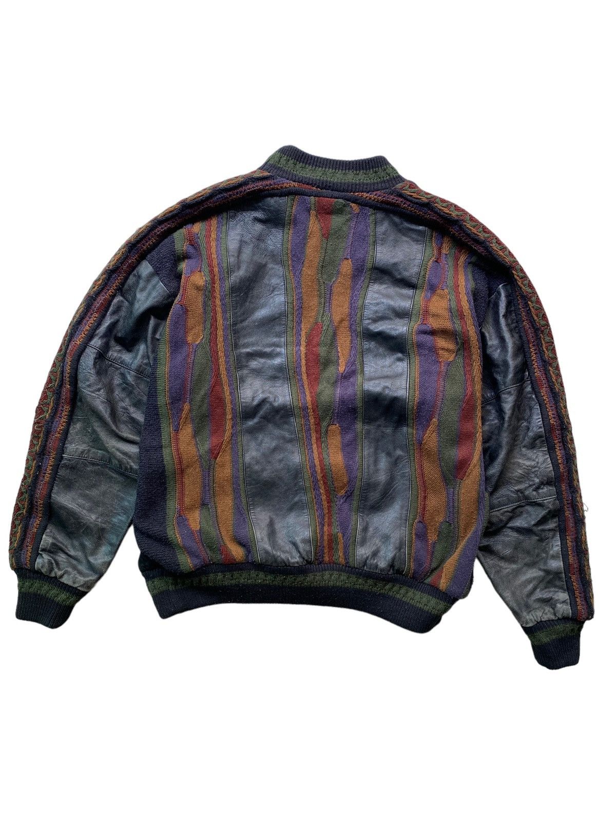Coogi × Designer × Leather SAXONY Coogi design leather Colorful Sweater Kintwear 90's Size US L / EU 52-54 / 3 - 3 Thumbnail
