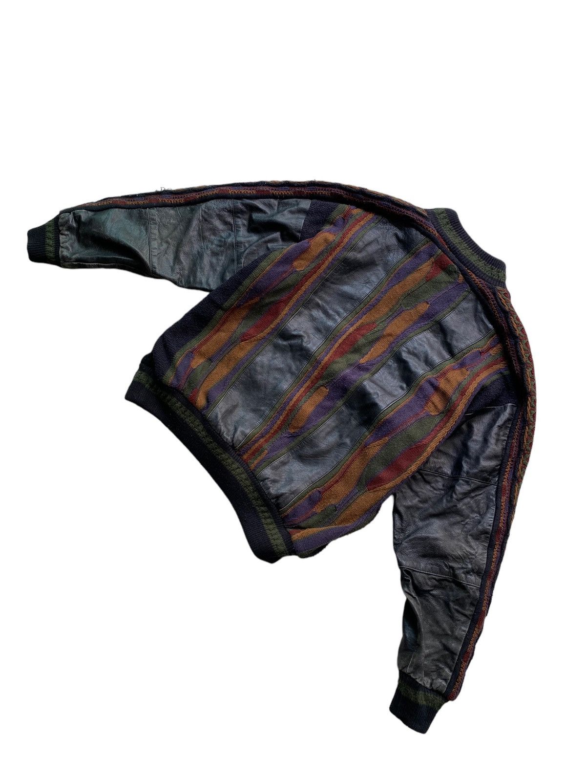 Coogi × Designer × Leather SAXONY Coogi design leather Colorful Sweater Kintwear 90's Size US L / EU 52-54 / 3 - 4 Thumbnail