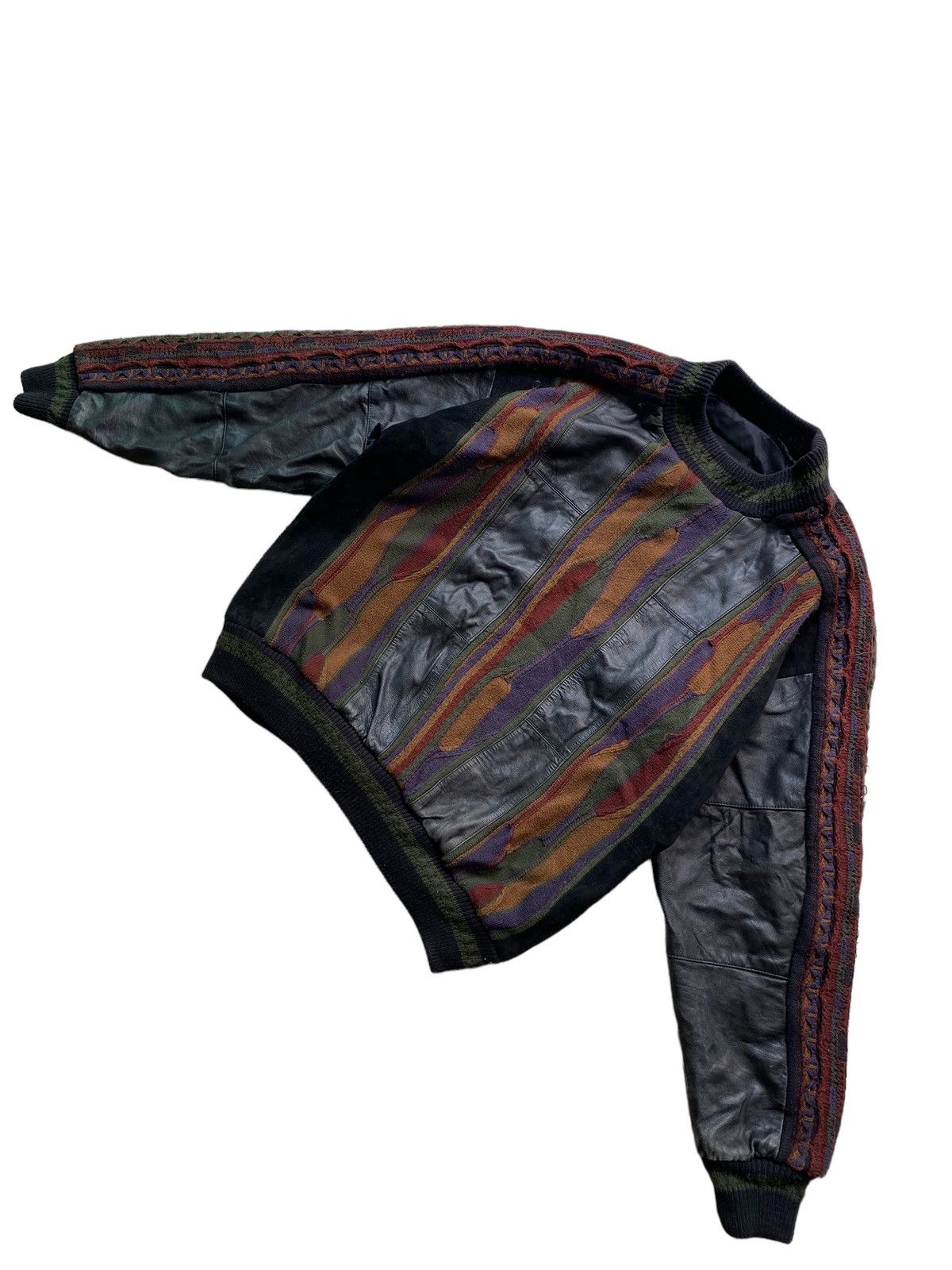 Coogi × Designer × Leather SAXONY Coogi design leather Colorful Sweater Kintwear 90's Size US L / EU 52-54 / 3 - 6 Thumbnail