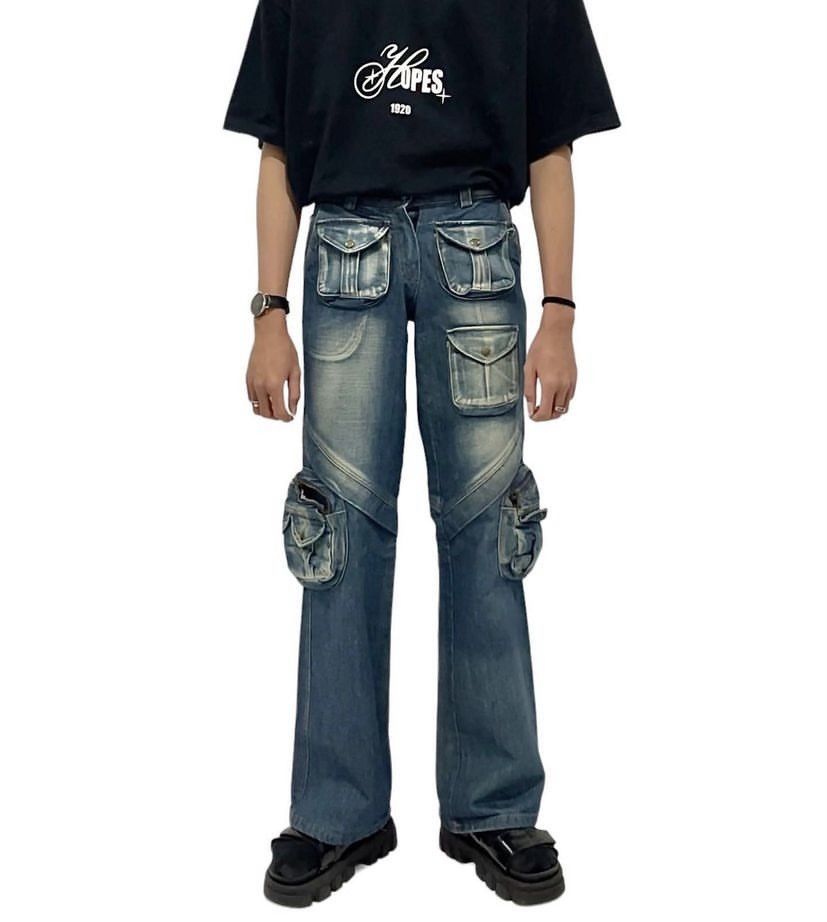 20471120 × Beauty Beast × Japanese Brand 🕺Super Flare🕺Japanese denim cargo jeans Size US 31 - 5 Thumbnail