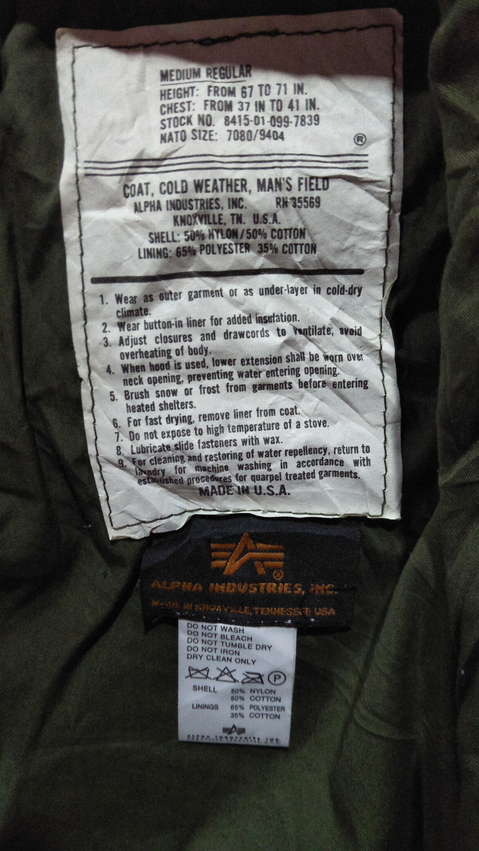 Alpha Industries M65 Cold Weather Field Coat green color Size US M / EU 48-50 / 2 - 2 Thumbnail