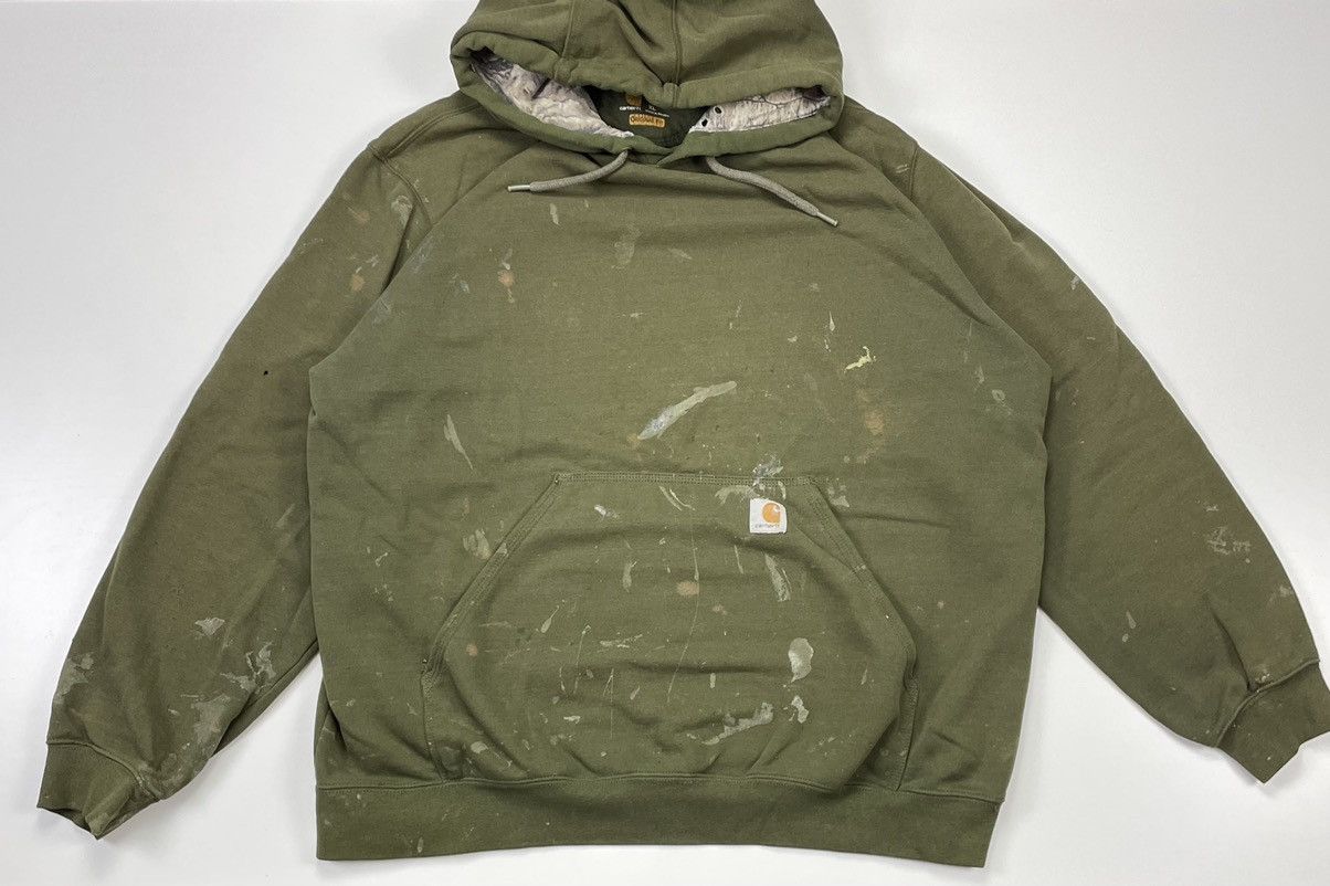 image of Y2K Carhartt Hoodie Olive Green Painter XL Hype Art, Men's