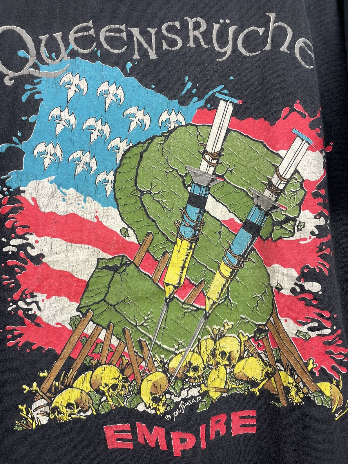 Band Tees Vintage 90s Queensrÿche pushead design tour t shirt Size US M / EU 48-50 / 2 - 4 Thumbnail