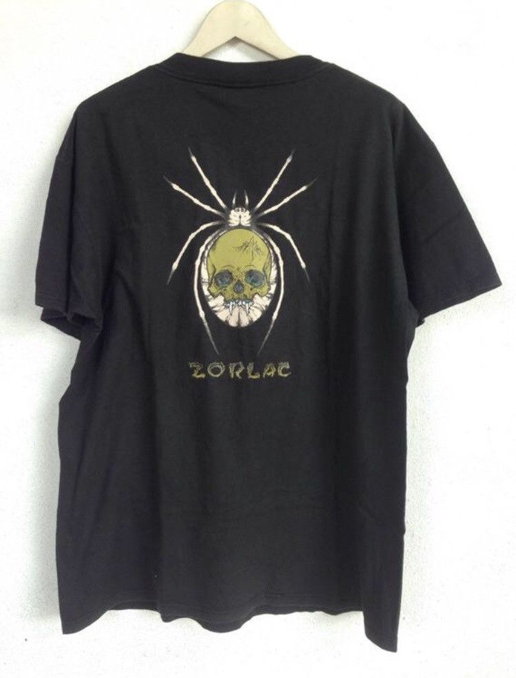 Vintage 90s Zorlac skateboard pushead design spider skull