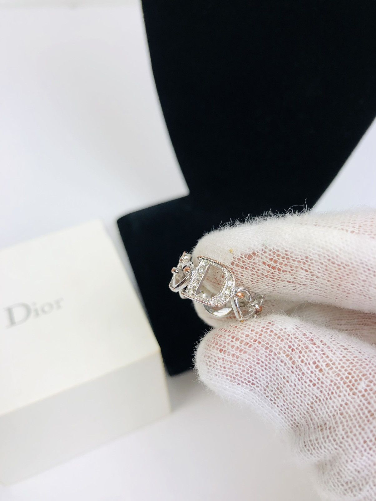 Dior encrusted logo ring size 5