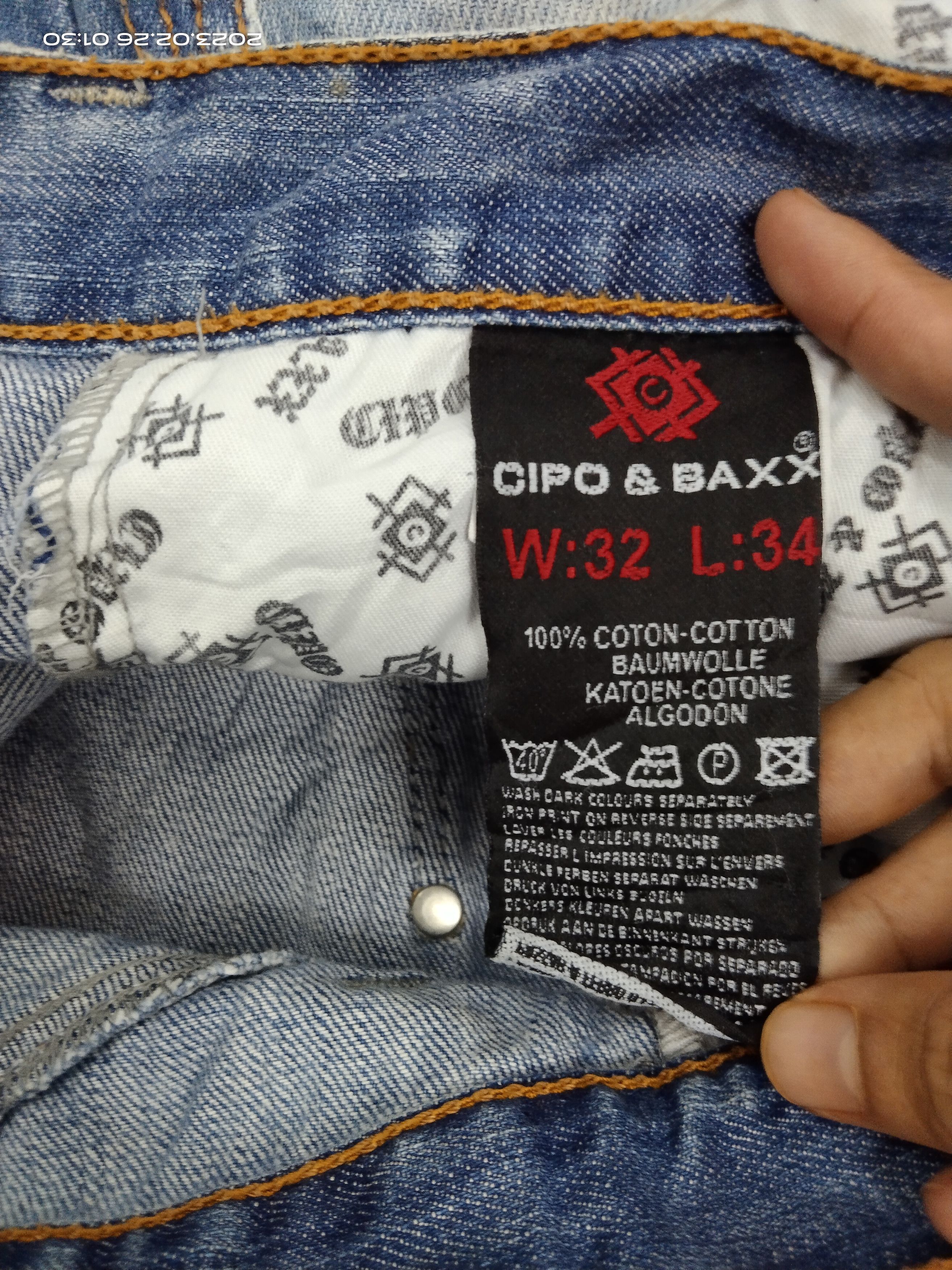 Japanese Brand THRASH RIPED RECONSTRUCRED WASHED BLUE CIPO&BAXX DENIM Size US 32 / EU 48 - 11 Thumbnail