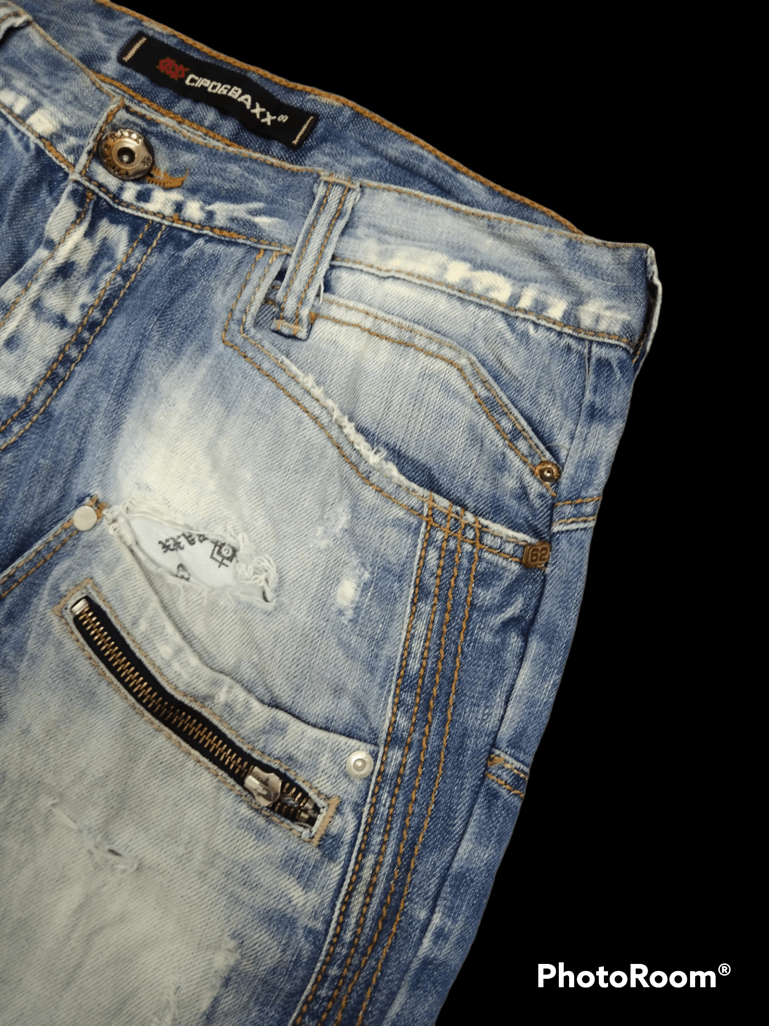 Japanese Brand THRASH RIPED RECONSTRUCRED WASHED BLUE CIPO&BAXX DENIM Size US 32 / EU 48 - 7 Thumbnail