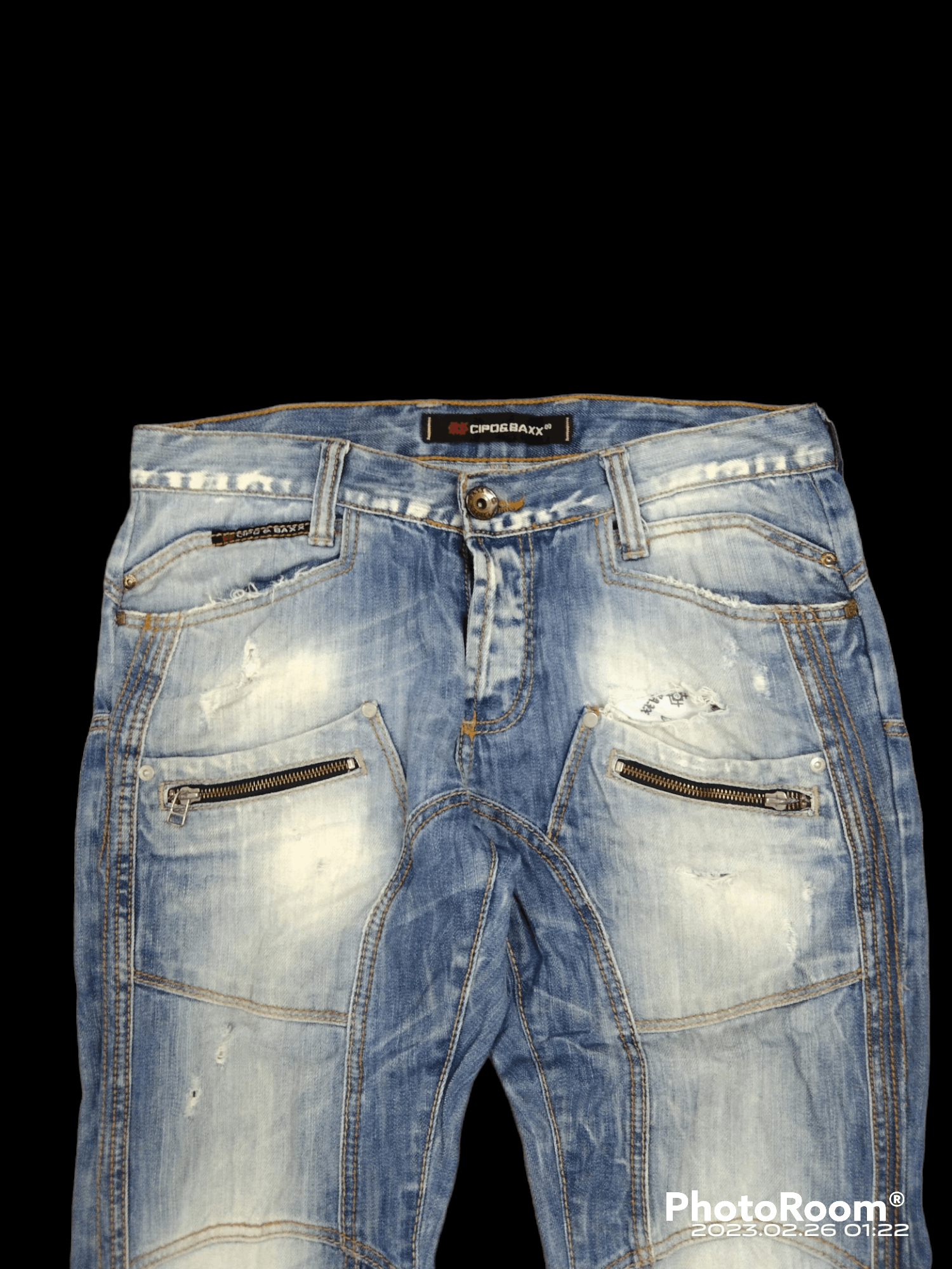Japanese Brand THRASH RIPED RECONSTRUCRED WASHED BLUE CIPO&BAXX DENIM Size US 32 / EU 48 - 3 Thumbnail