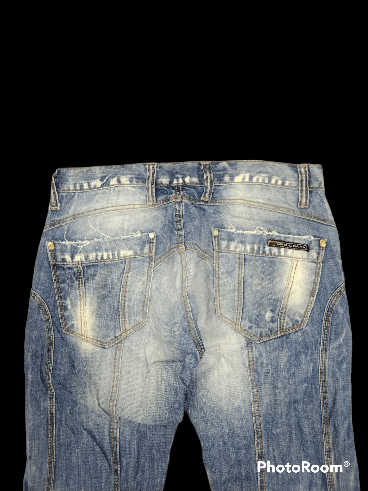 Japanese Brand THRASH RIPED RECONSTRUCRED WASHED BLUE CIPO&BAXX DENIM Size US 32 / EU 48 - 4 Thumbnail