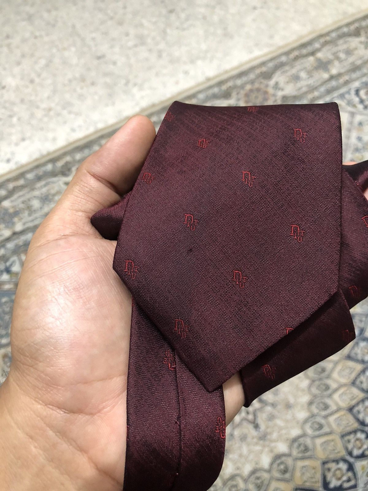 Christian Dior Monsieur Vintage Christian Dior Embroidery Dior Power Red Silk Ties Size ONE SIZE - 8 Thumbnail