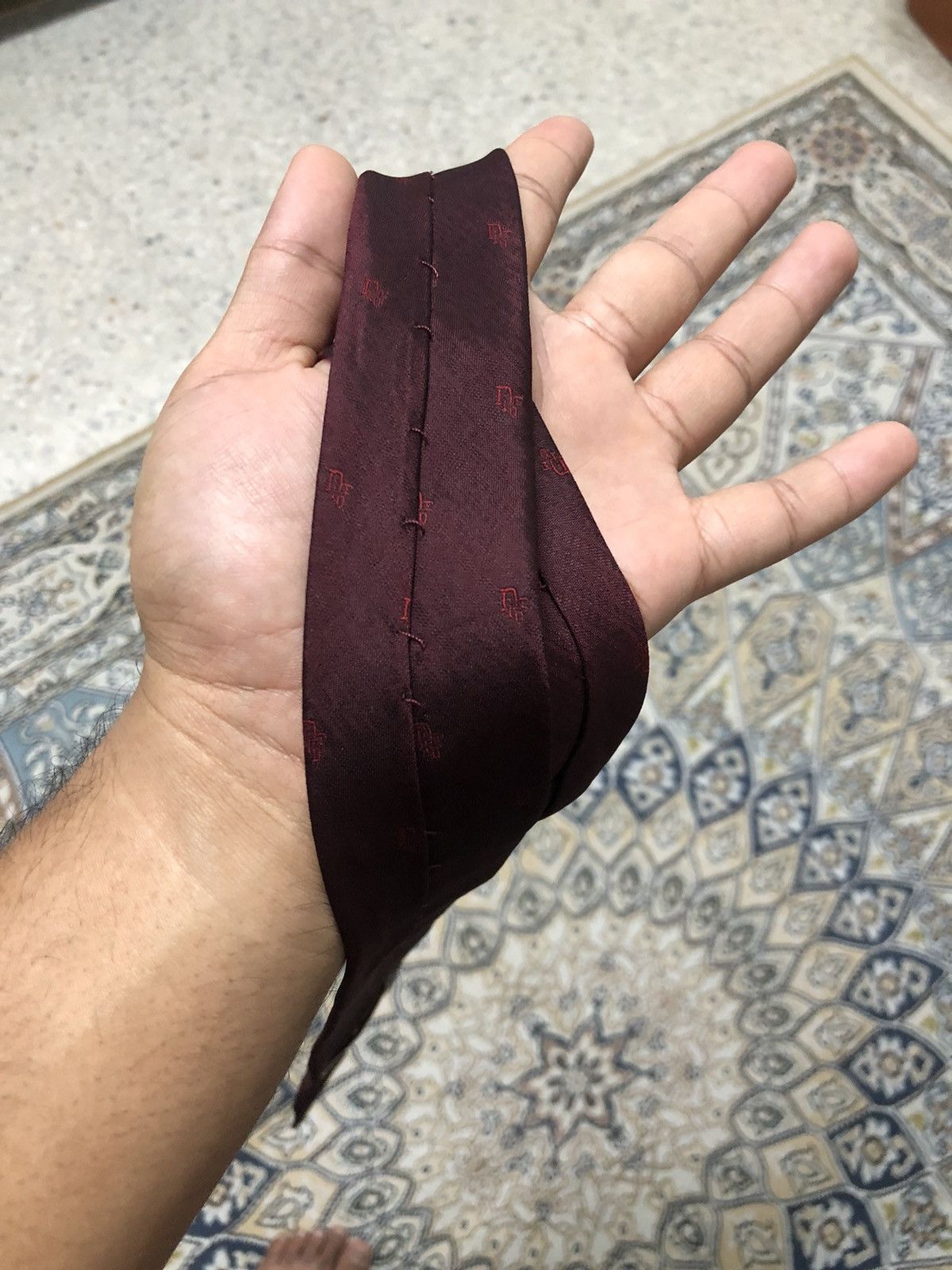 Christian Dior Monsieur Vintage Christian Dior Embroidery Dior Power Red Silk Ties Size ONE SIZE - 12 Thumbnail