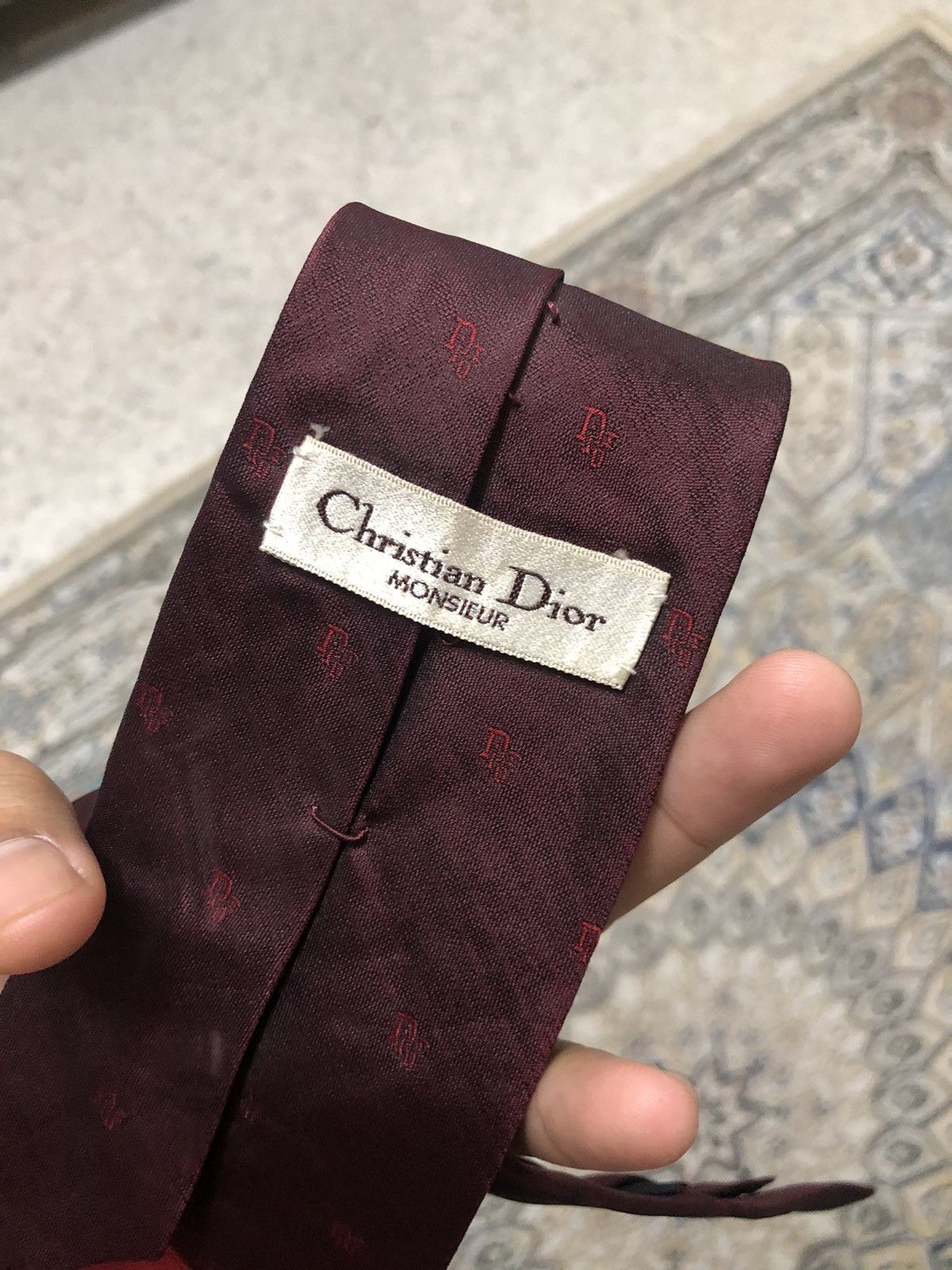 Christian Dior Monsieur Vintage Christian Dior Embroidery Dior Power Red Silk Ties Size ONE SIZE - 10 Thumbnail