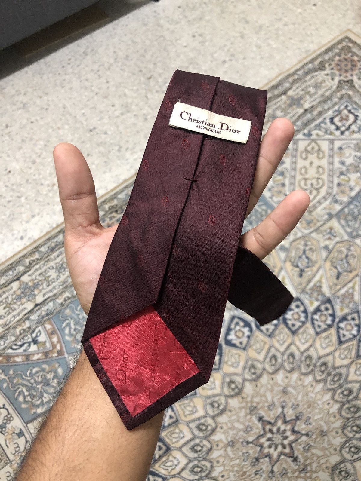 Christian Dior Monsieur Vintage Christian Dior Embroidery Dior Power Red Silk Ties Size ONE SIZE - 9 Thumbnail