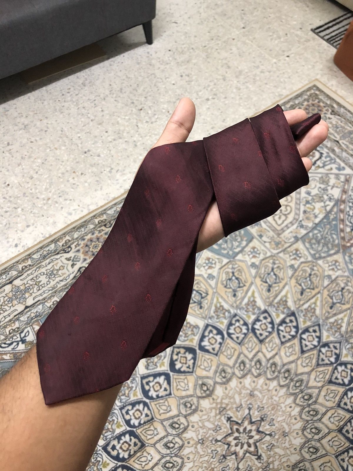 Christian Dior Monsieur Vintage Christian Dior Embroidery Dior Power Red Silk Ties Size ONE SIZE - 4 Thumbnail