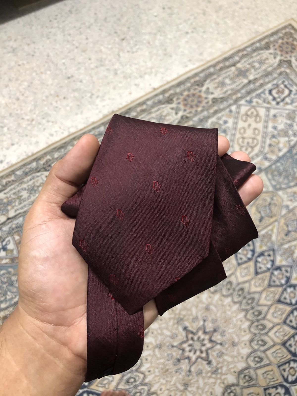 Christian Dior Monsieur Vintage Christian Dior Embroidery Dior Power Red Silk Ties Size ONE SIZE - 7 Thumbnail