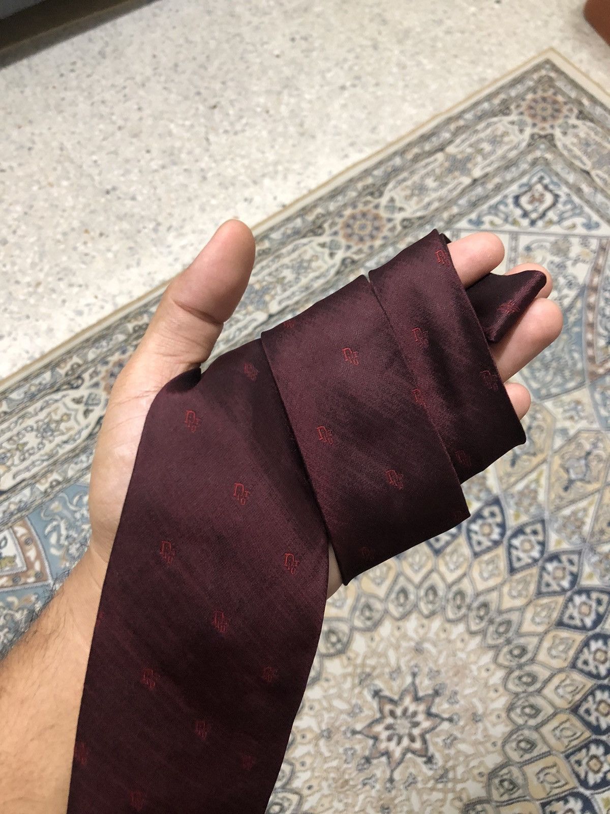 Christian Dior Monsieur Vintage Christian Dior Embroidery Dior Power Red Silk Ties Size ONE SIZE - 5 Thumbnail