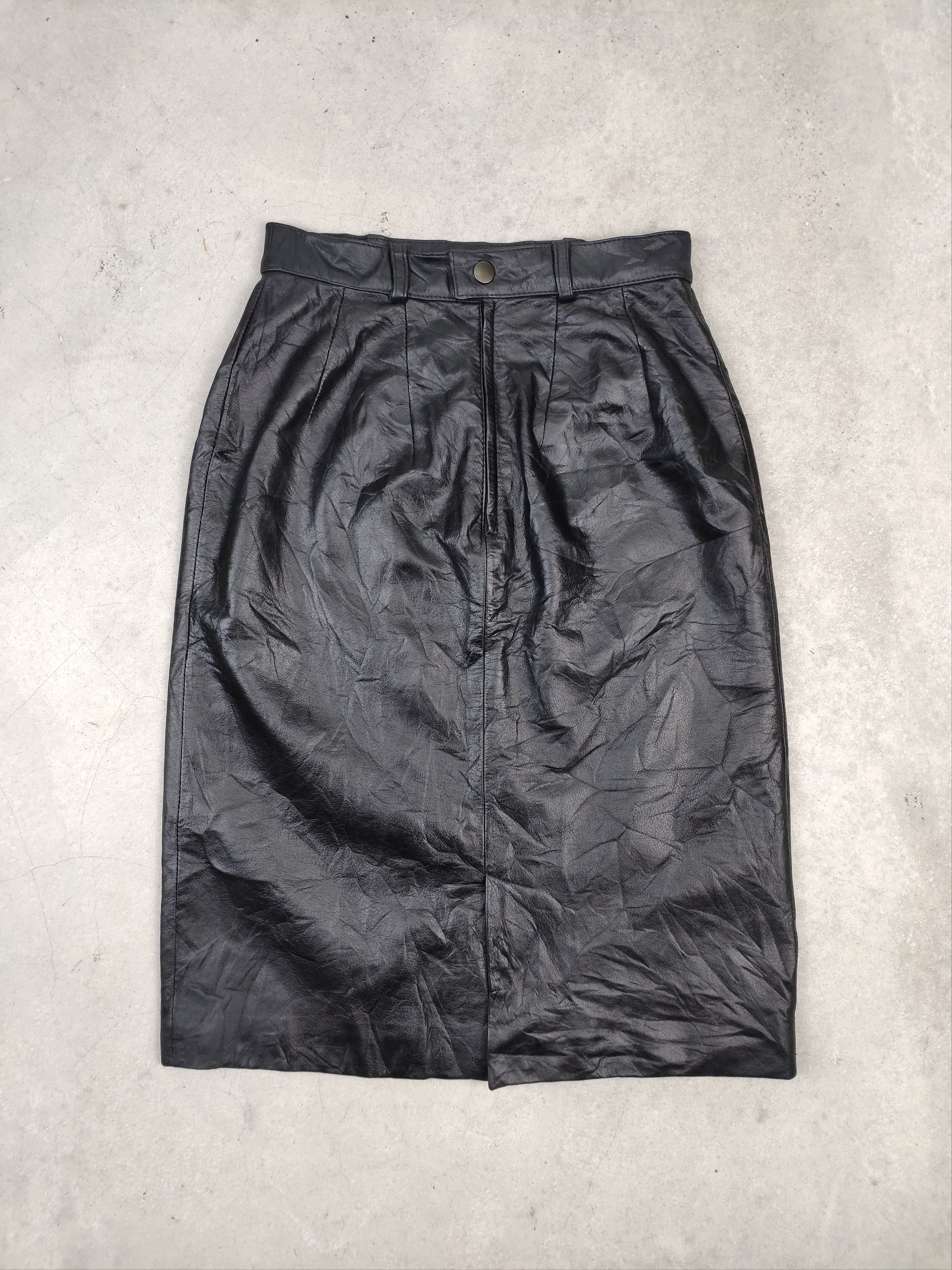 Leather × Vintage Vintage Leather Skirts Mini Black Size 24" / US 00 / IT 34 - 1 Thumbnail