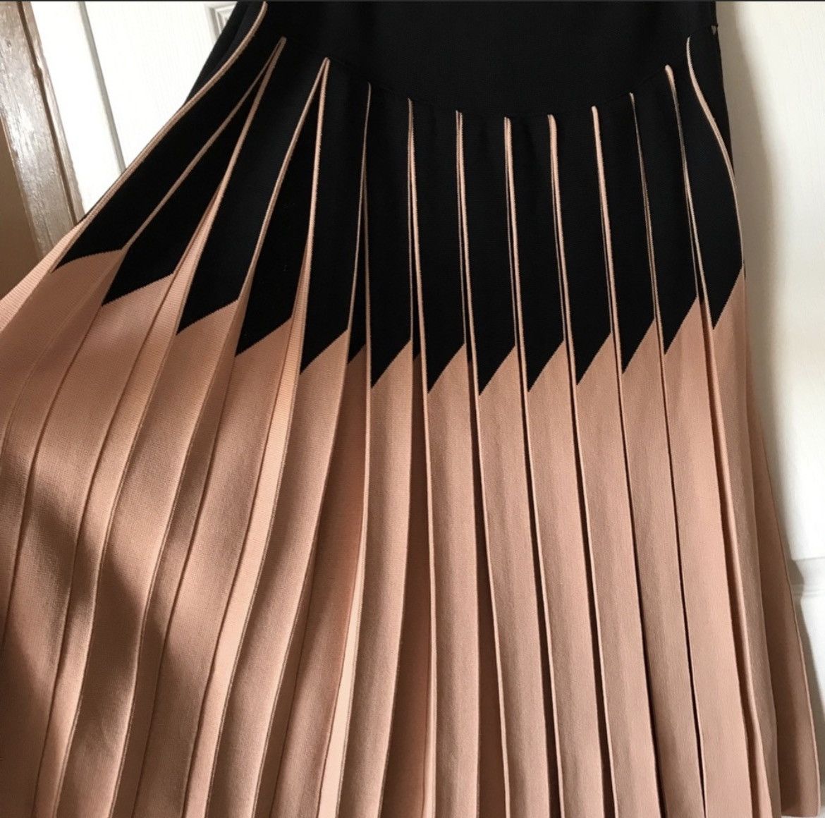 Gorgeous Sonia Rykiel Bicolor Long Pleated Skirt.