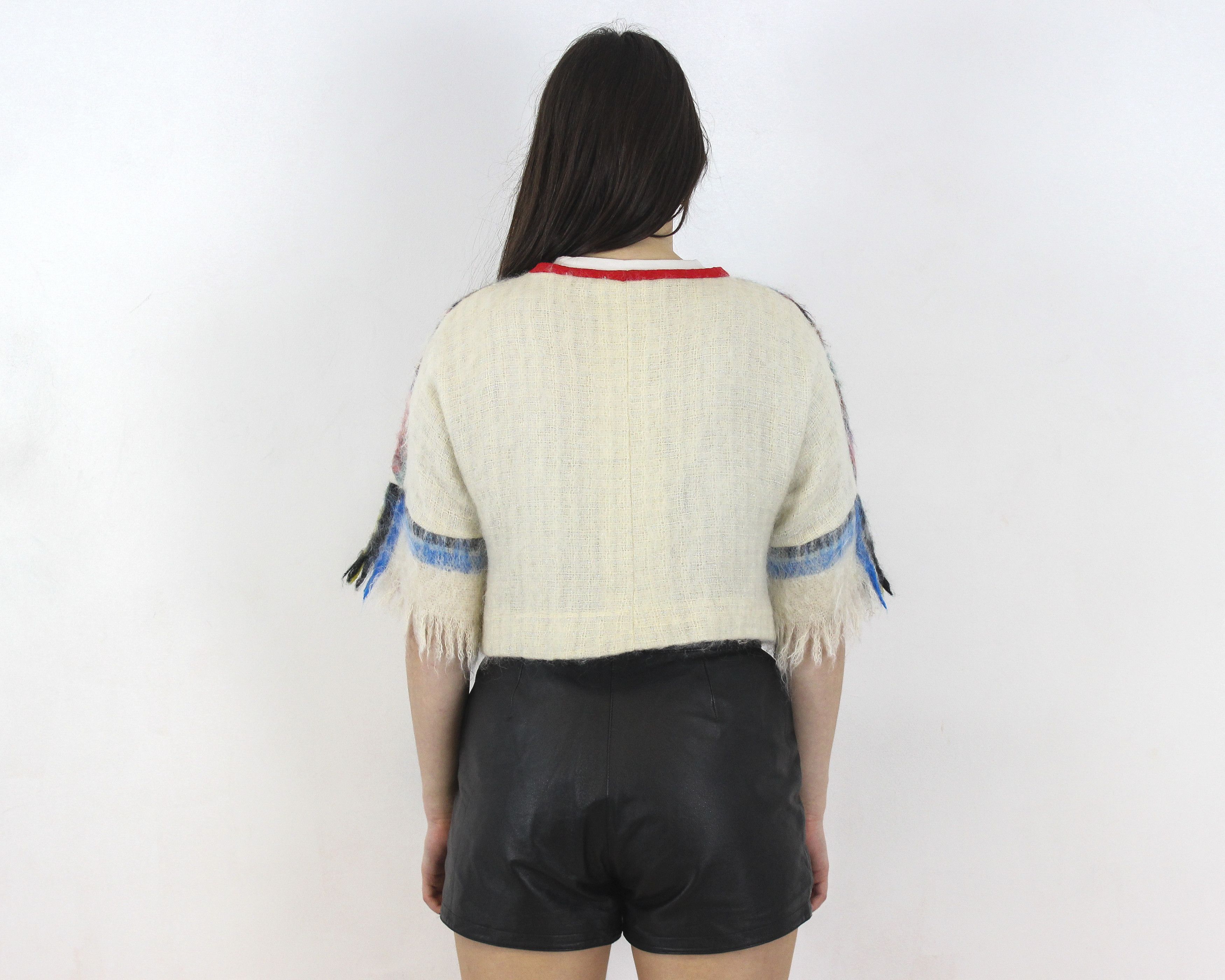 Vintage Wool Cropped Short Sleeved Over Shirt Cardigan Blouse Zip Size M / US 6-8 / IT 42-44 - 3 Thumbnail
