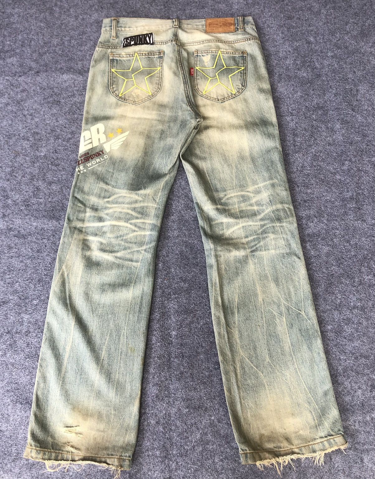 If Six Was Nine Vintage 90s🔥BUZZ SPUNKY🔥Distressed Patches Washed Denim Size US 33 - 5 Thumbnail