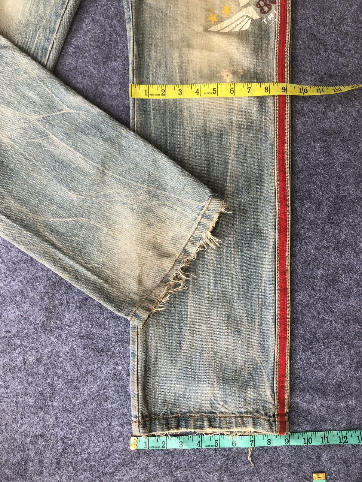 If Six Was Nine Vintage 90s🔥BUZZ SPUNKY🔥Distressed Patches Washed Denim Size US 33 - 10 Thumbnail