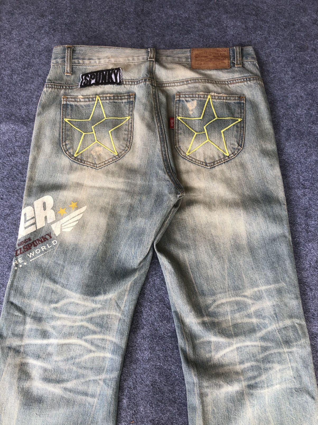 If Six Was Nine Vintage 90s🔥BUZZ SPUNKY🔥Distressed Patches Washed Denim Size US 33 - 12 Thumbnail