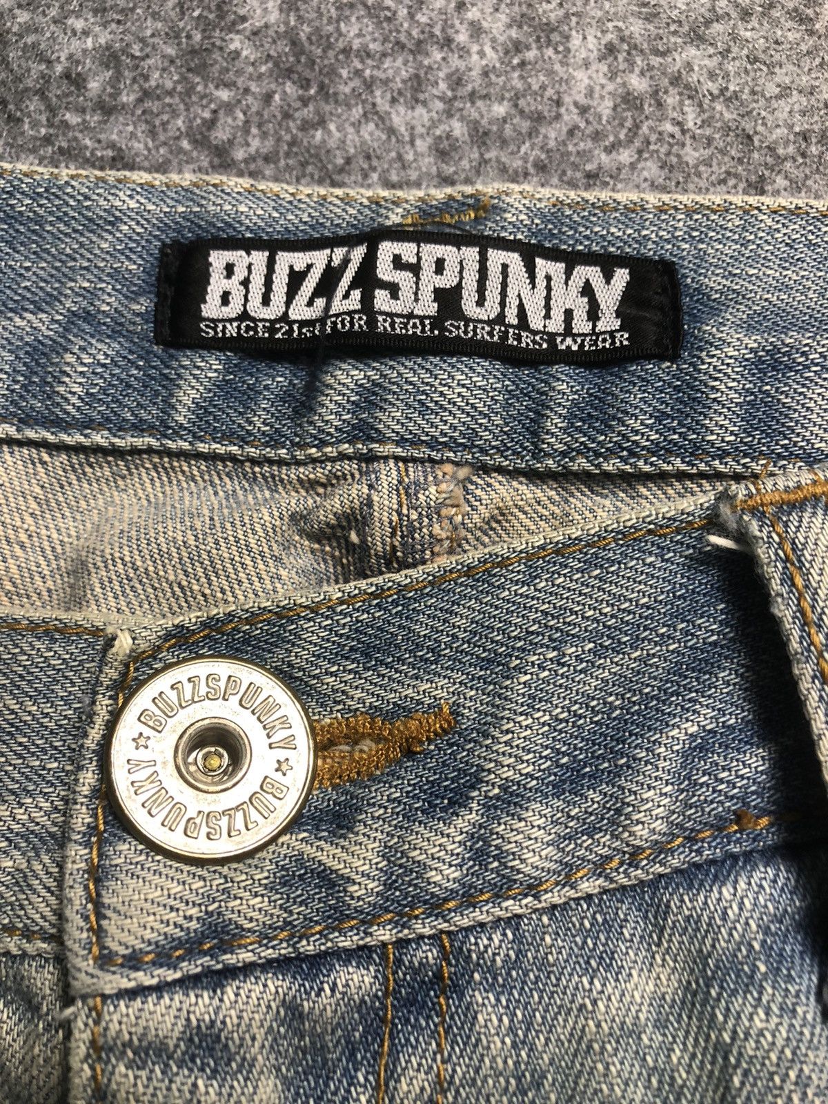 If Six Was Nine Vintage 90s🔥BUZZ SPUNKY🔥Distressed Patches Washed Denim Size US 33 - 15 Thumbnail