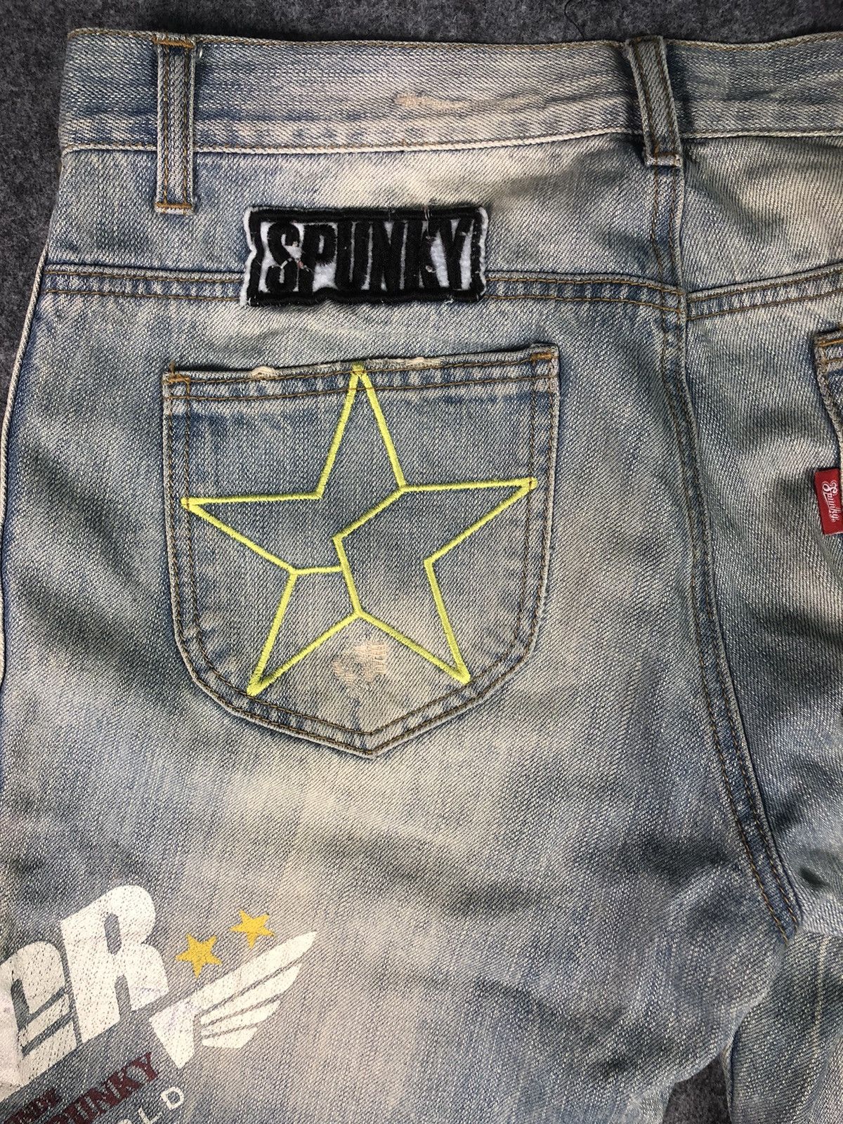 If Six Was Nine Vintage 90s🔥BUZZ SPUNKY🔥Distressed Patches Washed Denim Size US 33 - 14 Thumbnail