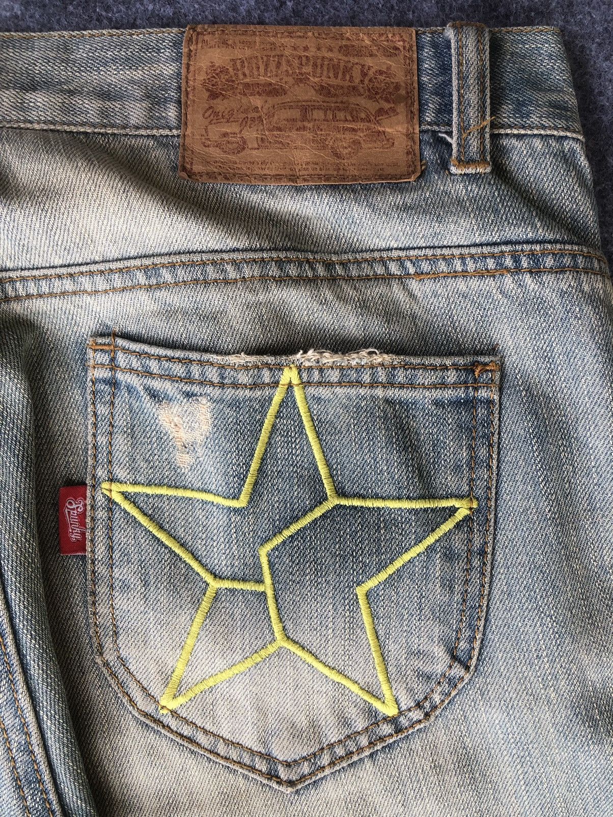 If Six Was Nine Vintage 90s🔥BUZZ SPUNKY🔥Distressed Patches Washed Denim Size US 33 - 13 Thumbnail