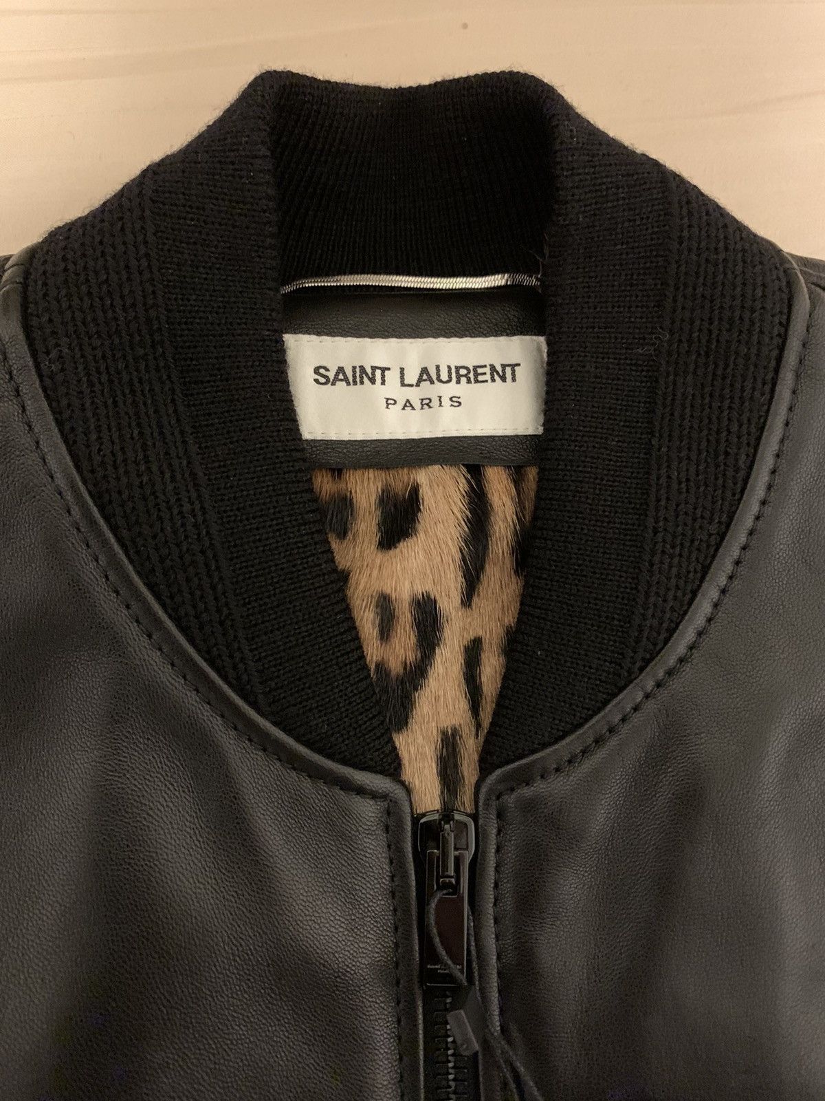 Saint Laurent Paris 🔥Brand New🔥Leopard Lined Leather Bomber Jacket Size US S / EU 44-46 / 1 - 16 Thumbnail