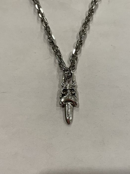 Chrome Hearts RARE Chrome Hearts Dagger Pendant Roll Chain Necklace ...