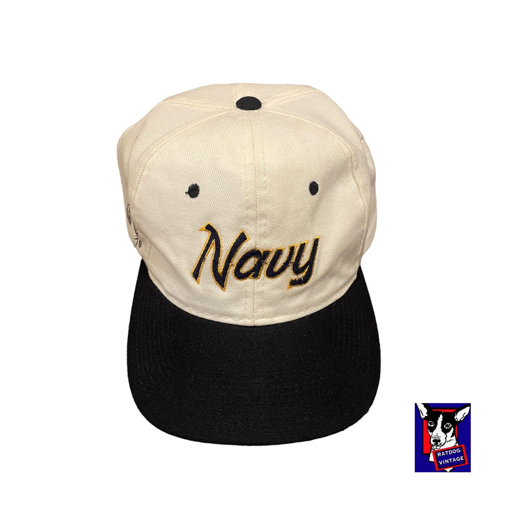 Vintage 80s/90s VTG White/Blue US Navy Football Script Logo Snapback Size ONE SIZE - 1 Thumbnail