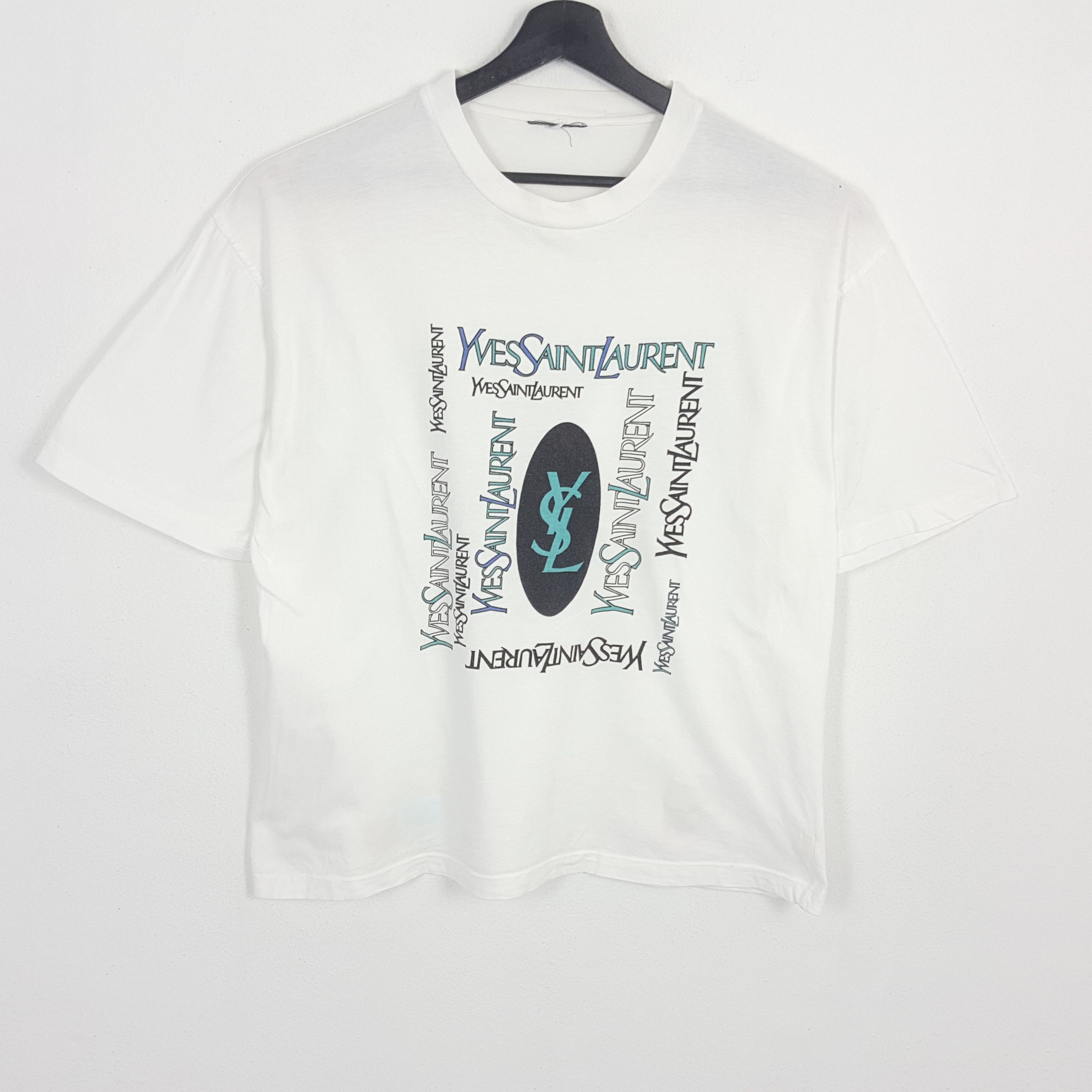 YVES SAINT LAURENT Italian Brand Logo Design Vintage Tshirt