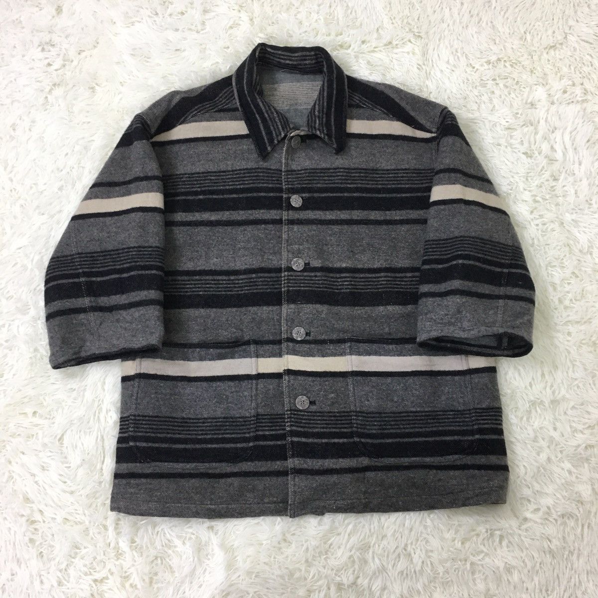 Japanese Brand Japanese Astray Wool Stripes Coat Size US L / EU 52-54 / 3 - 1 Thumbnail