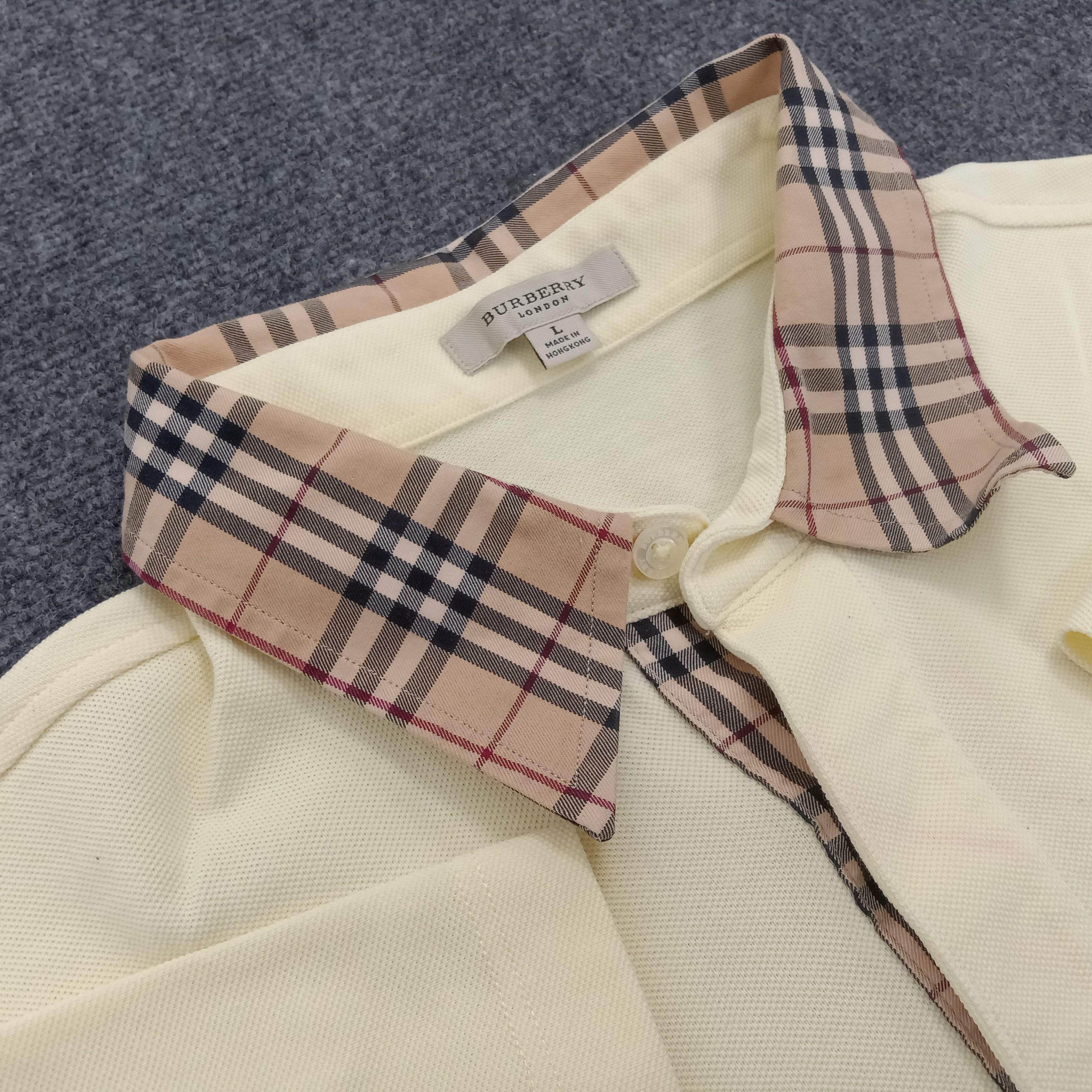 Burberry × Vintage Burberry London Nova Check Collar Design Polo Shirt Size US L / EU 52-54 / 3 - 4 Thumbnail