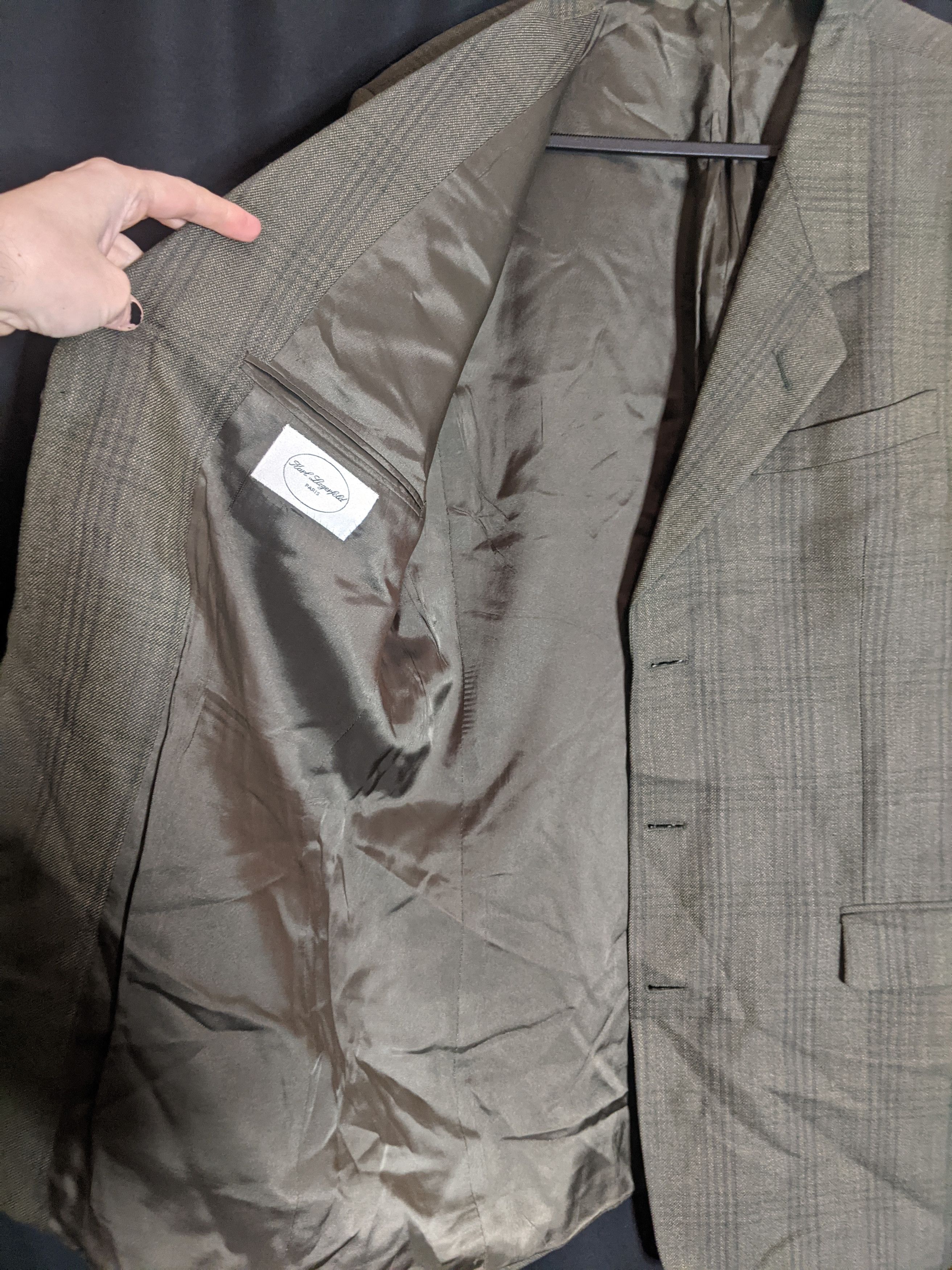 Karl Lagerfeld Silk and wool plaid blazer jacket Size 42L - 4 Thumbnail