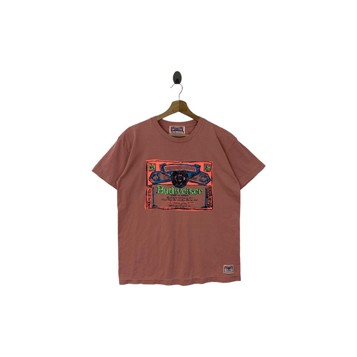 Rare!! Vintage BUDWEISER big logo printed tshirt