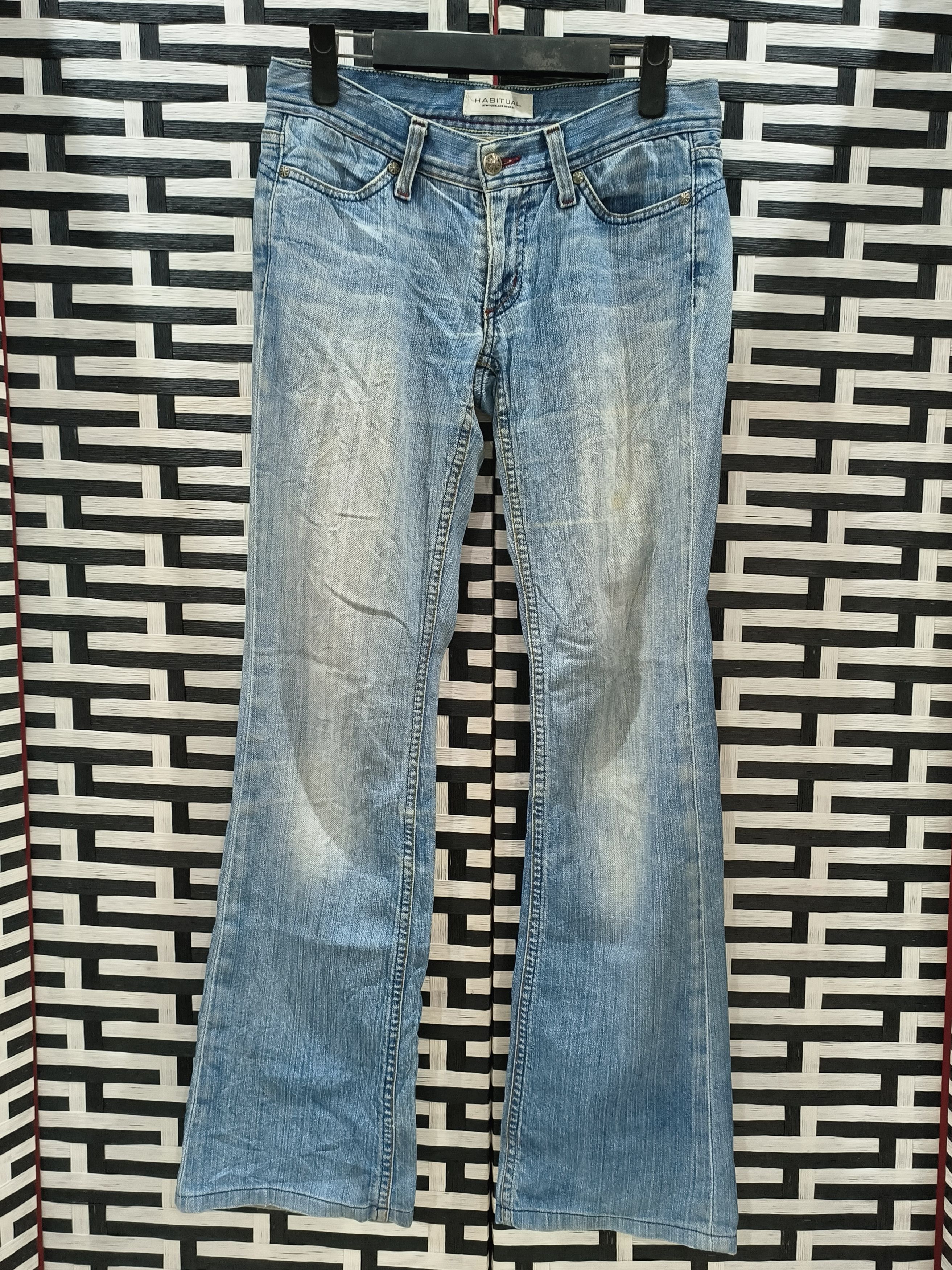 image of Made In USA Distressed Habitual Design Denim Jeans in Faded Blue, Men's (Size 30)
